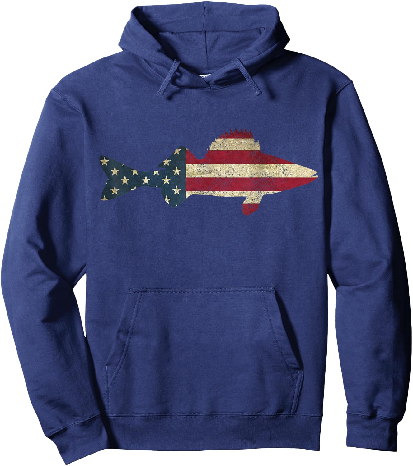 Walleye Fishing American Flag Zander Fisherman Hoodie - Hoodie | Navy