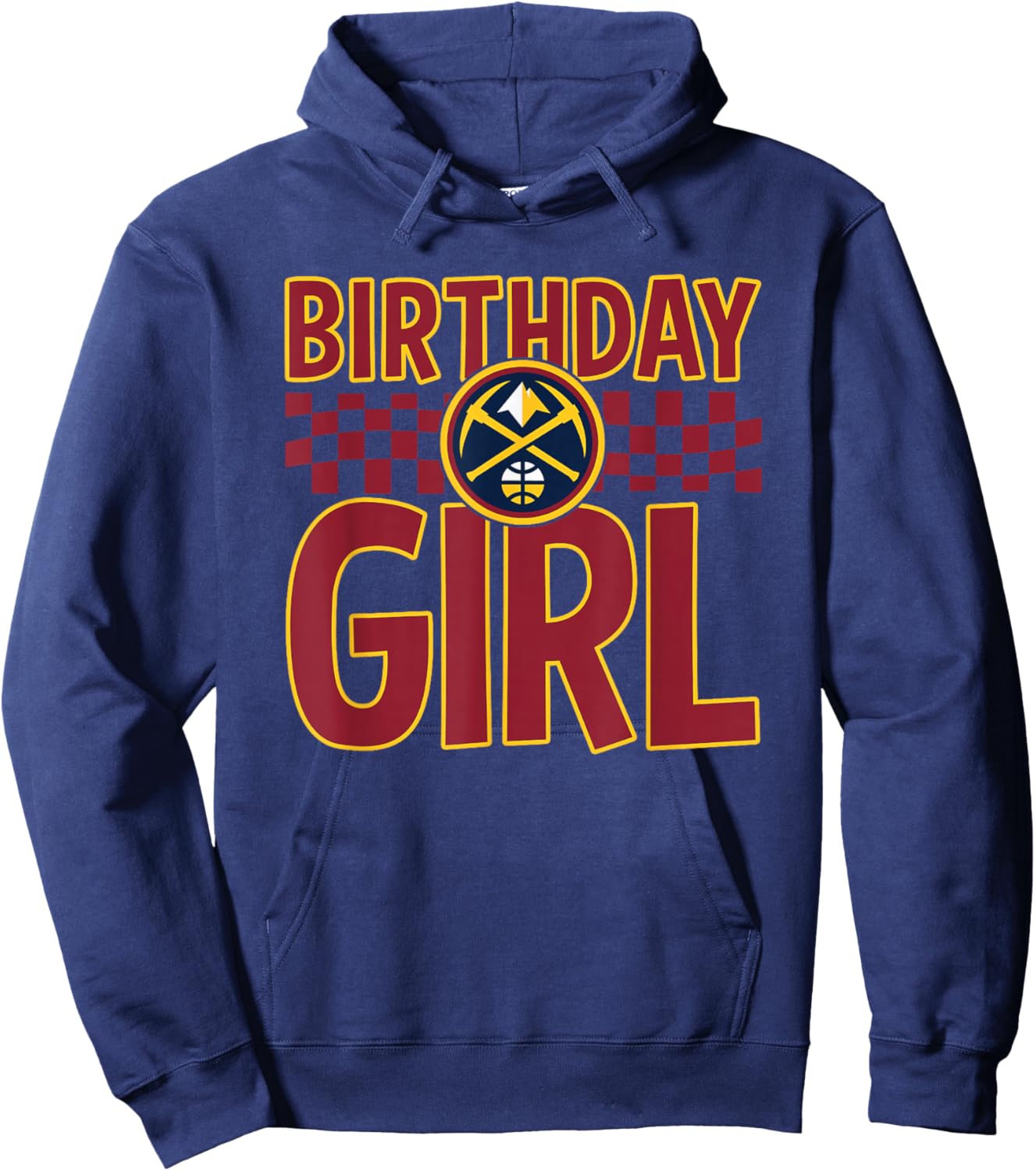 NBA Denver Nuggets Birthday Girl Checkered Logo Hoodie - Hoodie | Navy
