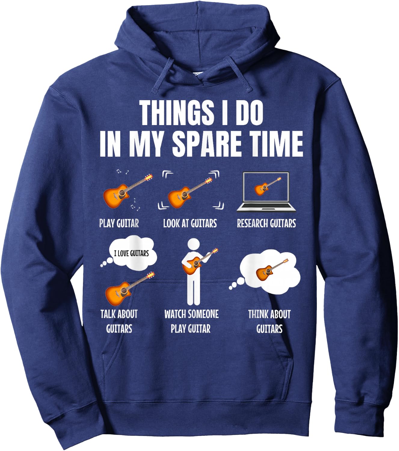 6 Things I Do in My Spare Time Guitar Player Hoodie - Hoodie | Navy