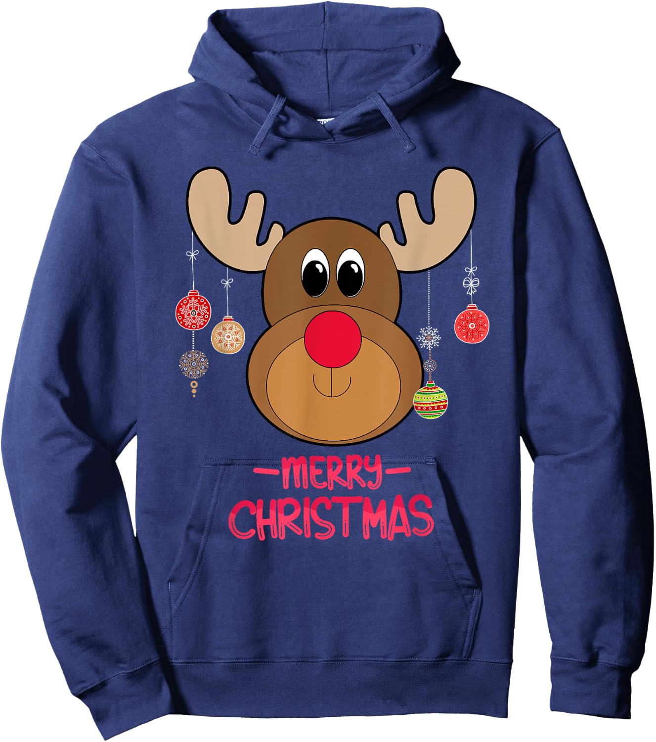 Rudolph Red Nose Reindeer Cute Santa Christmas Hoodie - Hoodie | Navy