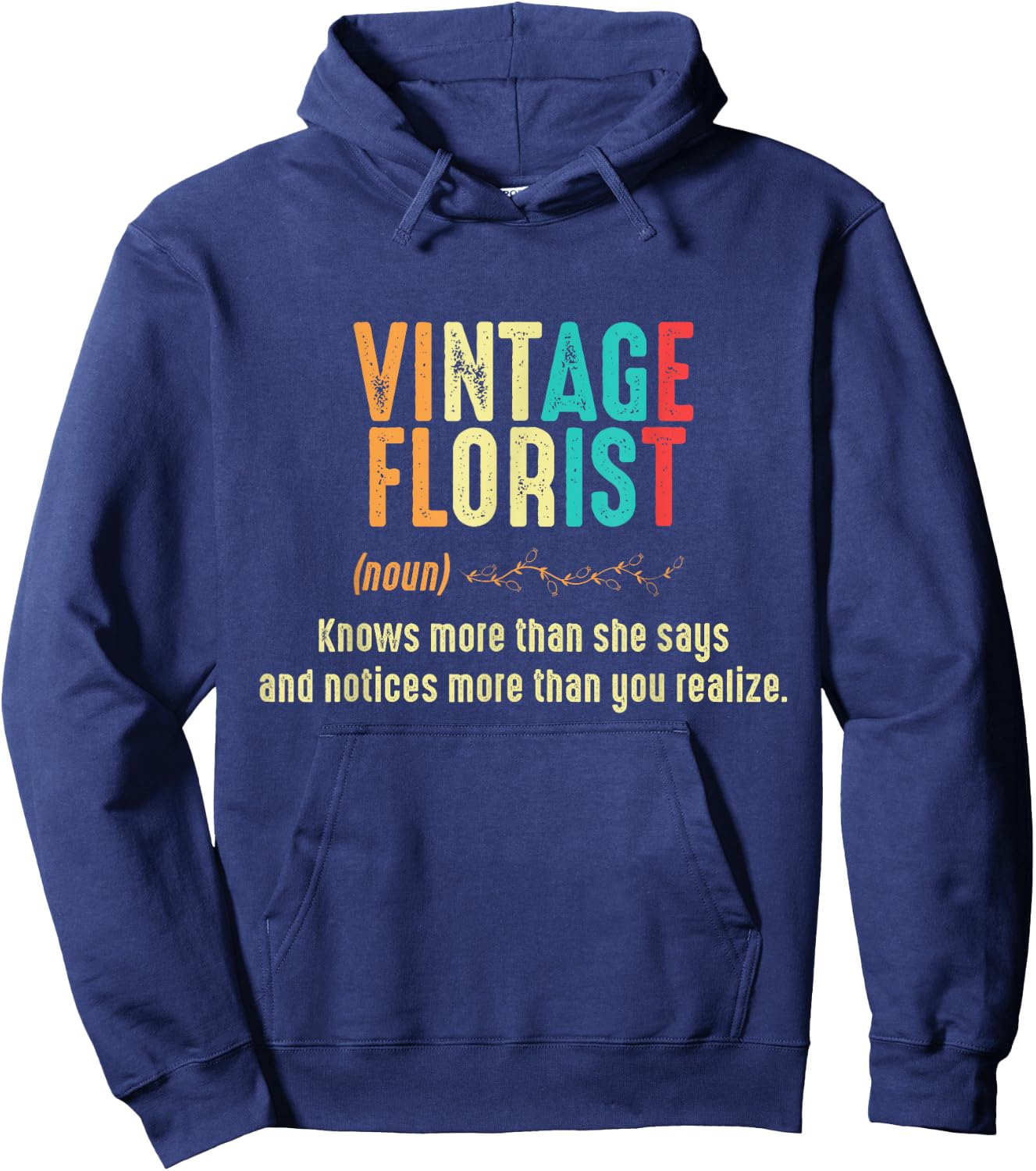 Vintage Florist Definition Floral Arrangement Hoodie - Hoodie | Navy