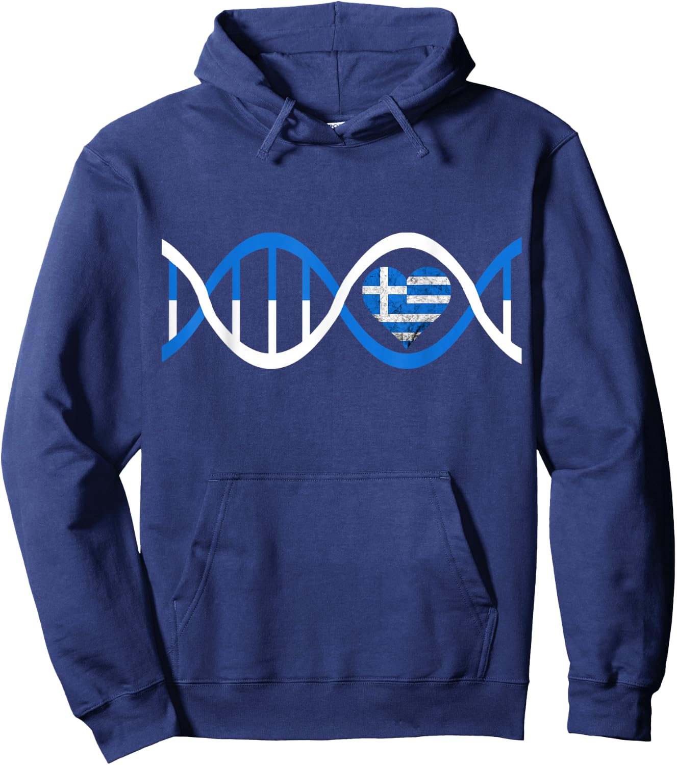 Greece Heart Greek DNA Strand Greek Genetics Hoodie - Hoodie | Navy