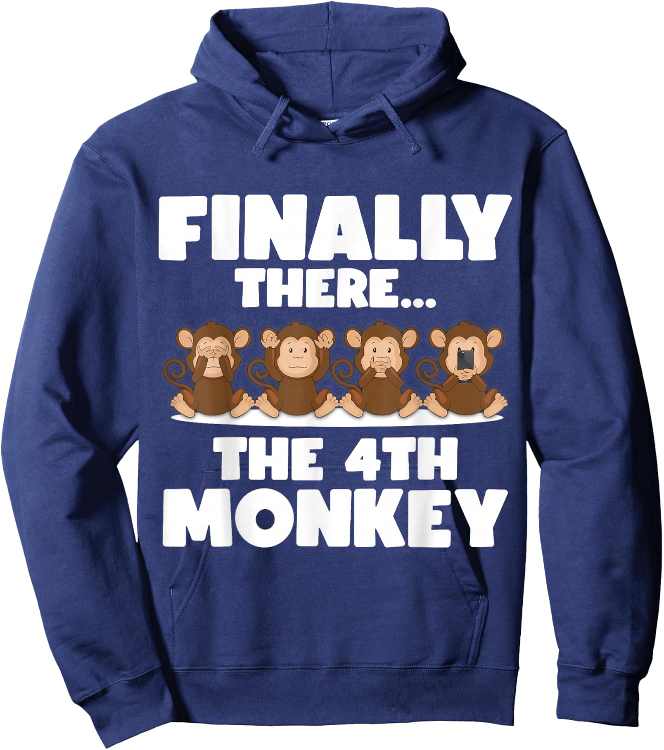 Three Monkeys - Finally There the 4th Monkey Hoodie - Hoodie | Navy