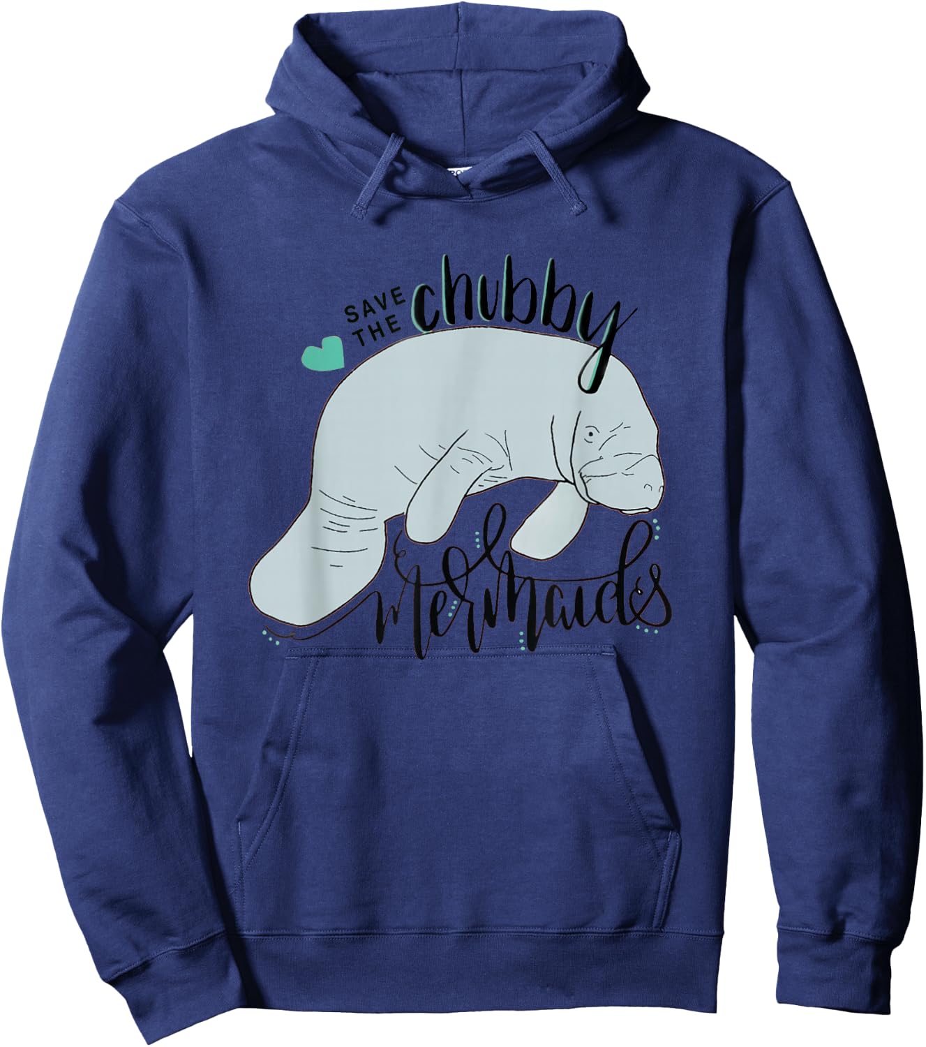 Save the Chubby Mermaid Funny Manatee Hoodie - Hoodie | Navy