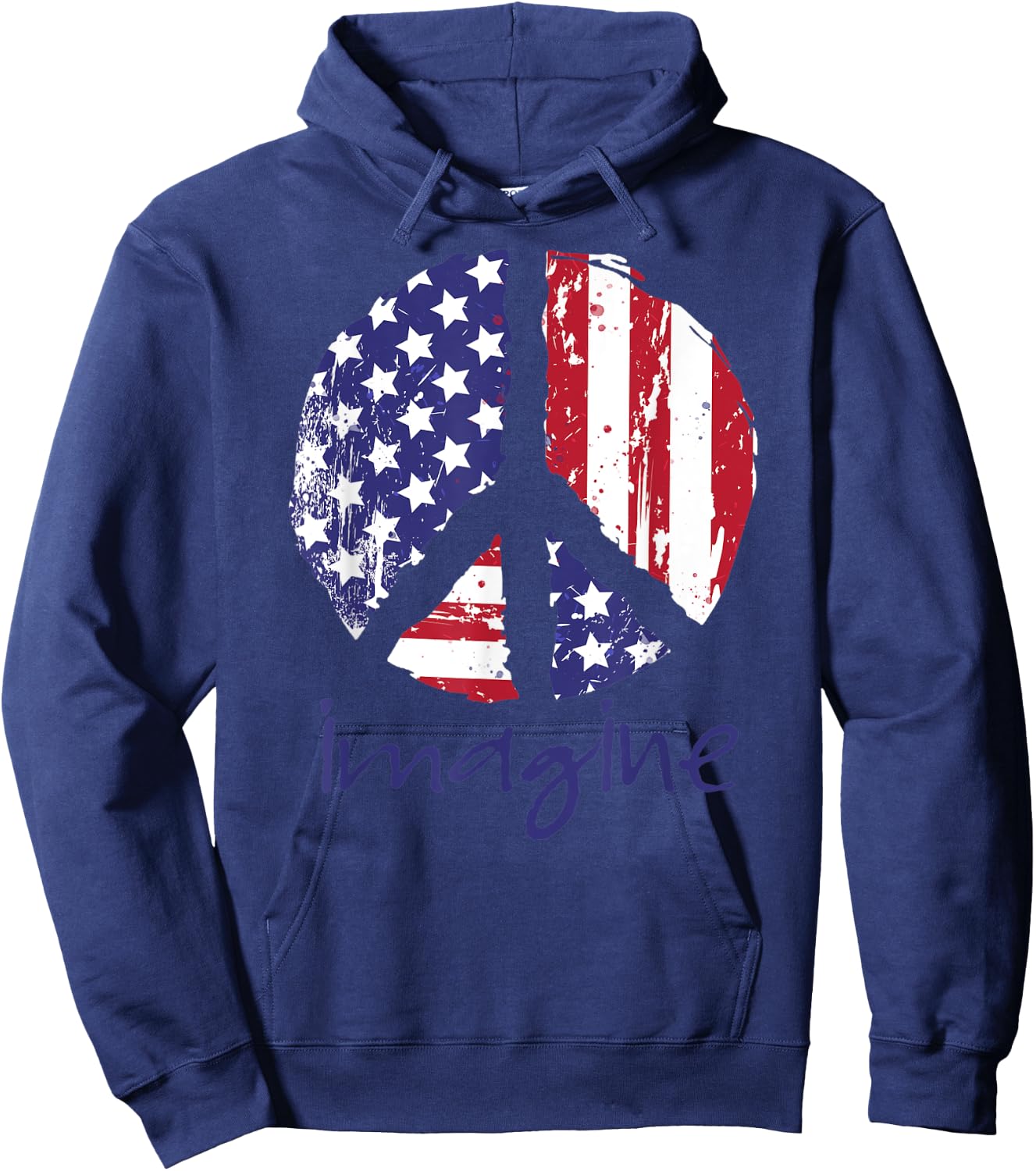 Imagine a Peaceful America American Flag Men Hoodie - Hoodie | Navy