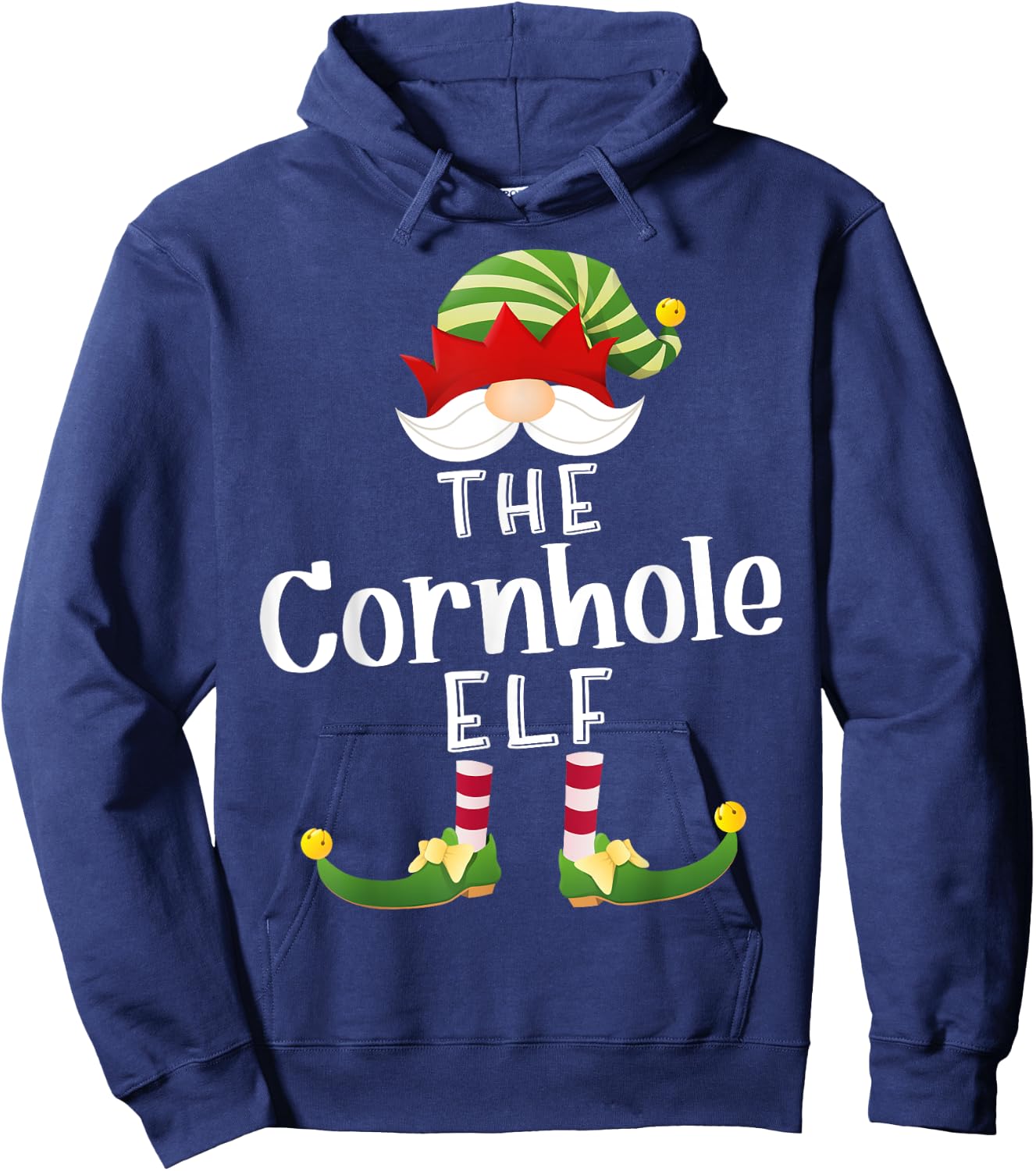 Cornhole Elf Group Christmas Funny Pajama Party Hoodie - Hoodie | Navy