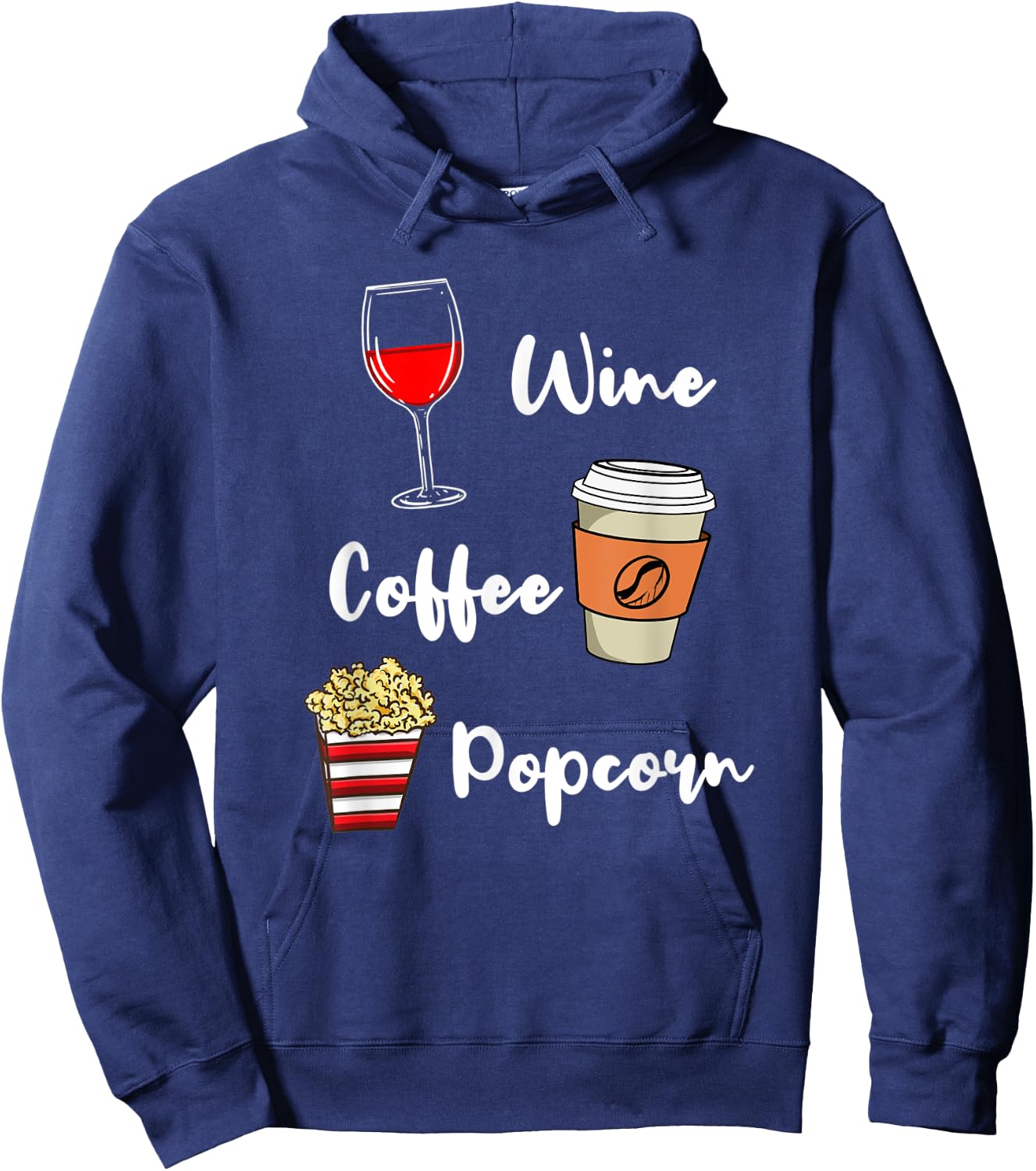 Wine Coffee Popcorn Hoodie - Hoodie | Navy
