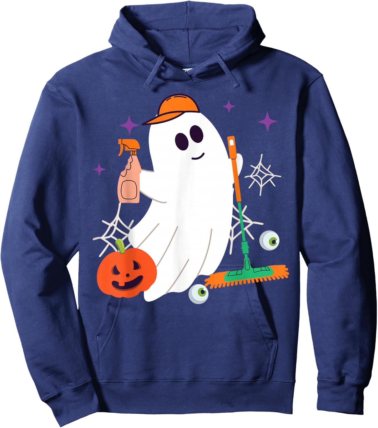 School Custodian Janitor Ghost Halloween Hoodie - Hoodie | Navy