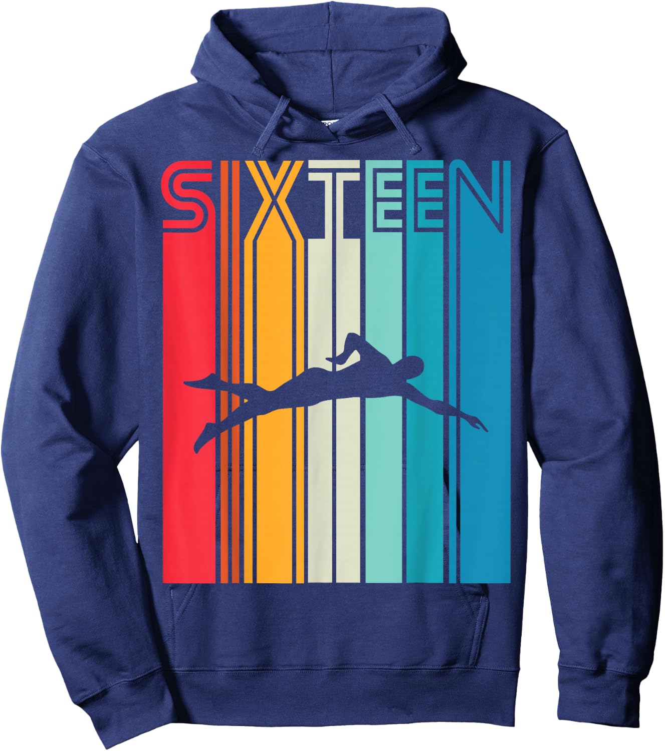16th Birthday Gift Swimming Retro Swimmer Hoodie - Hoodie | Navy