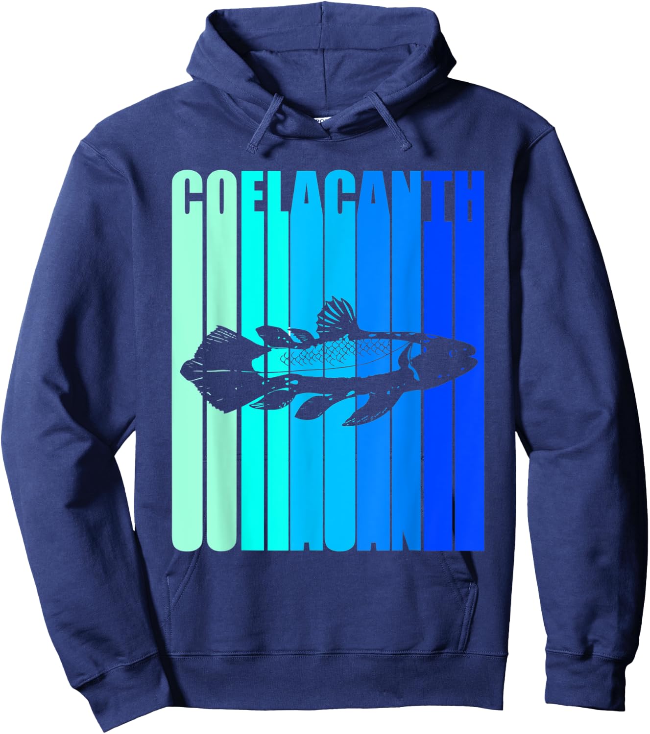 Colorful Text Coelacanth Hoodie - Hoodie | Navy