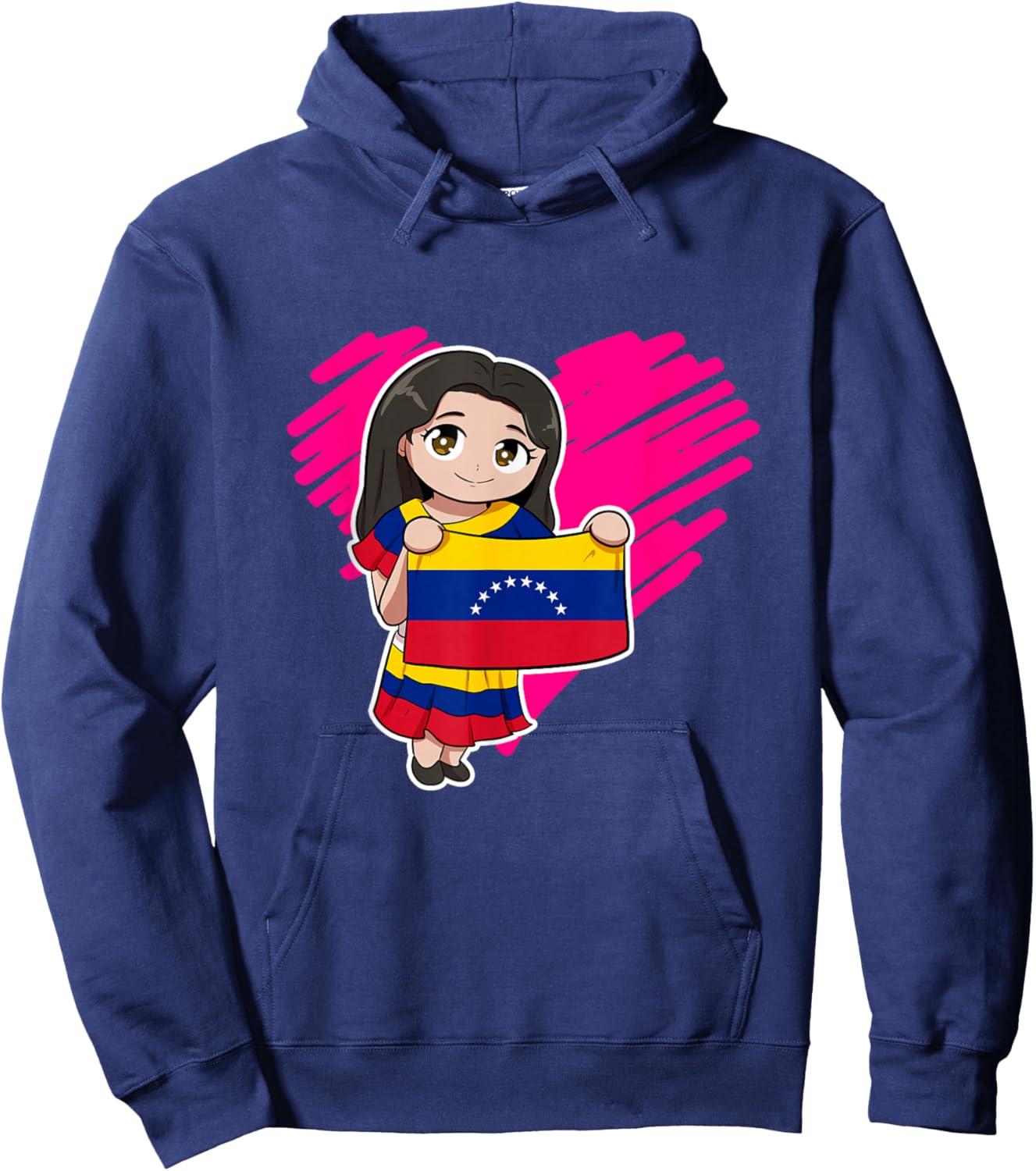 Venezuela Girl Venezuelan Flag Day Heart Hoodie - Hoodie | Navy