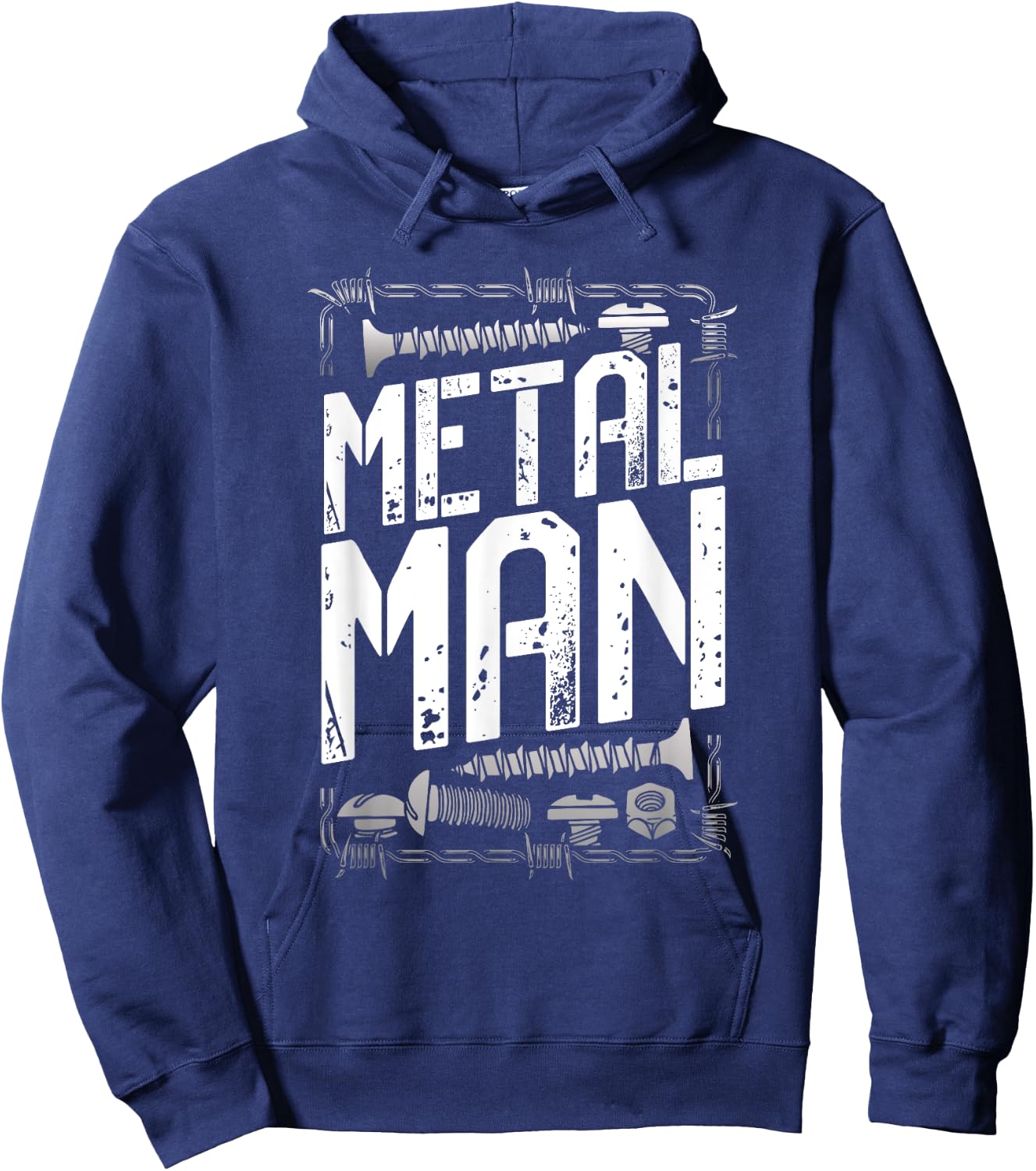 Metal Man - Bold Industrial Hardware Design Hoodie - Hoodie | Navy