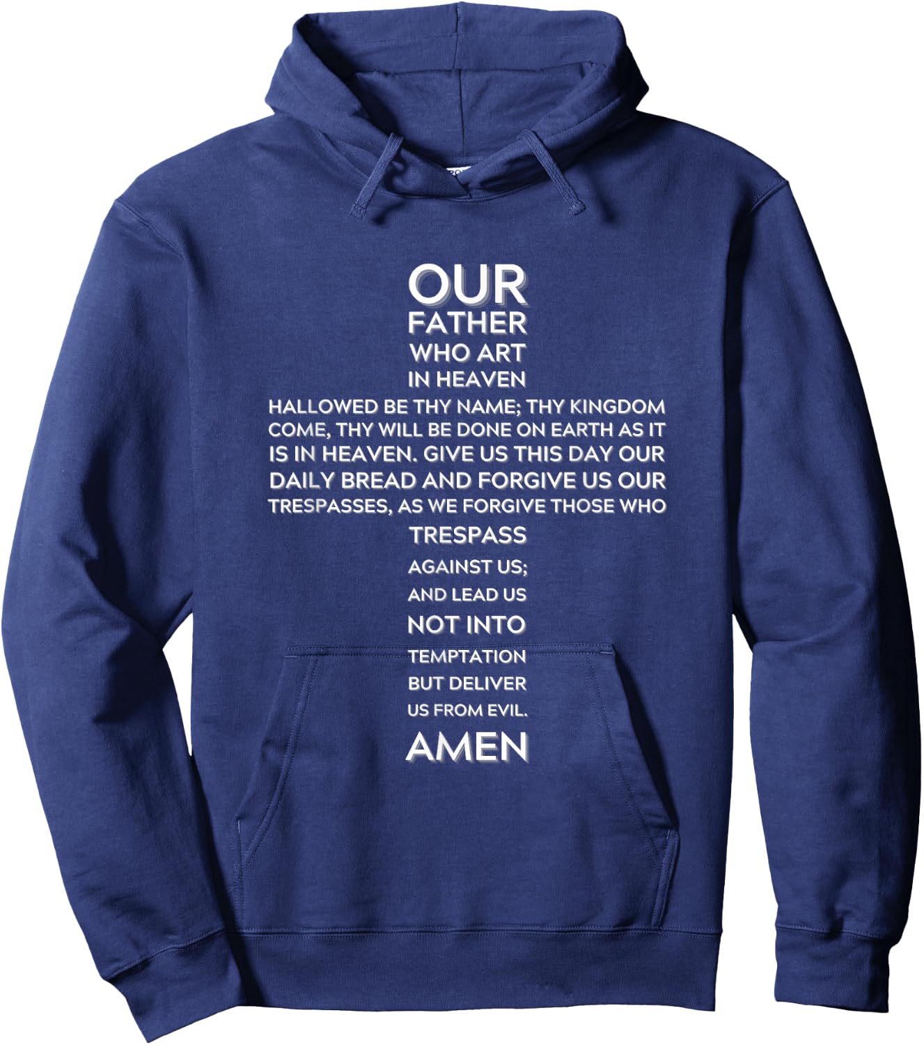 The Lord's Prayer Our Father Cross Hoodie - Hoodie | Navy