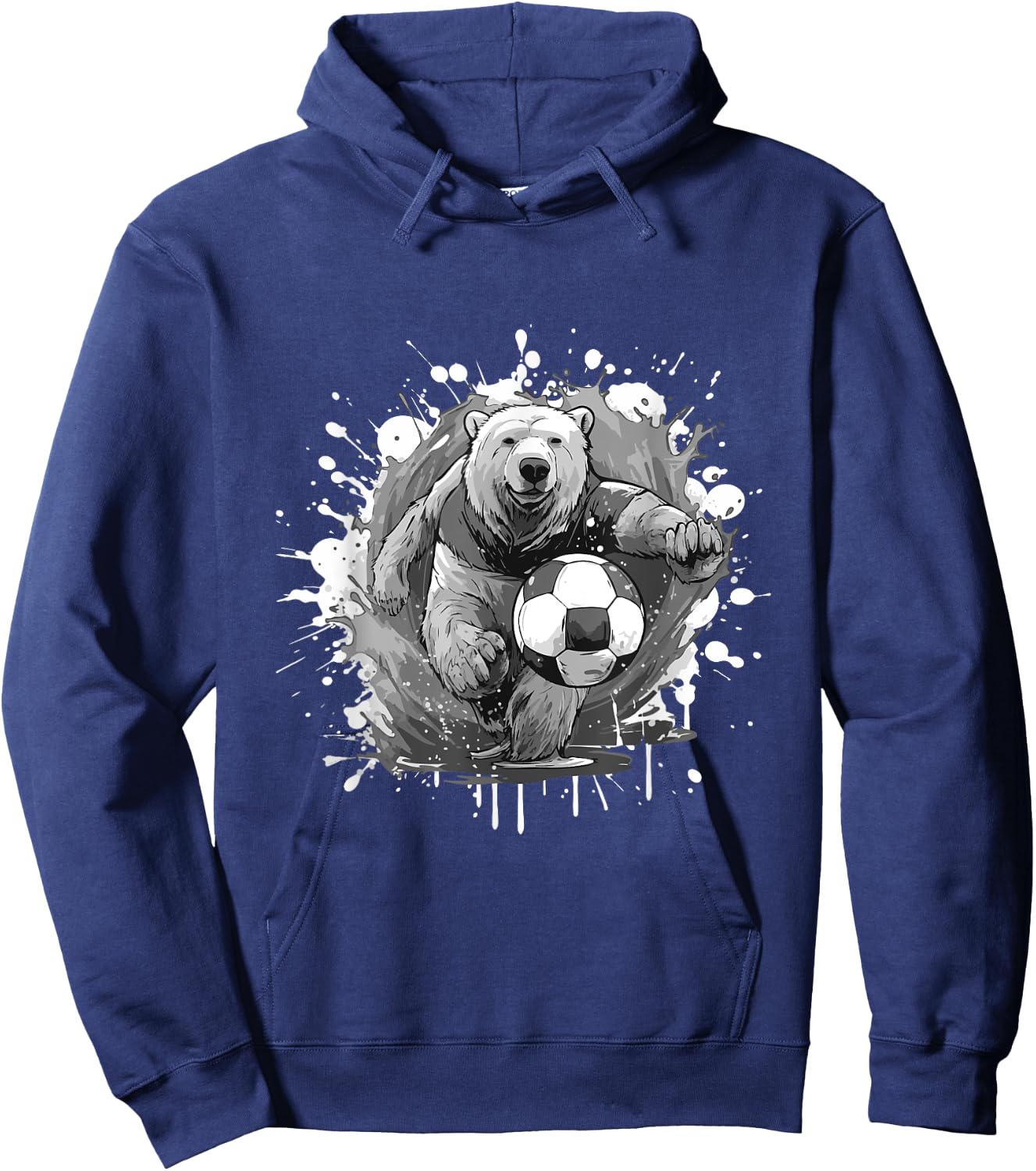 Polar Bear Playing Soccer Sports Team Animal Hoodie - Hoodie | Navy
