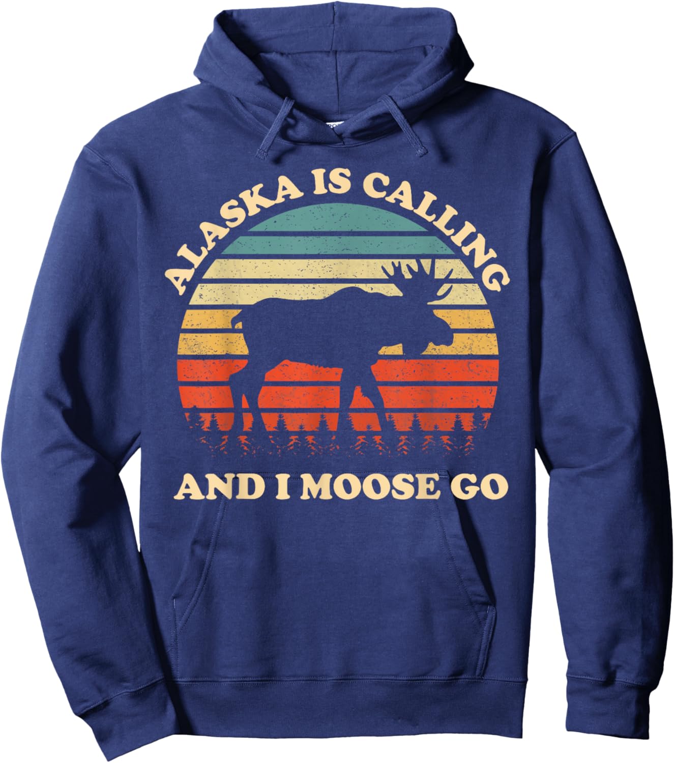 Alaska Moose Tourist Travel Funny Hoodie - Hoodie | Navy