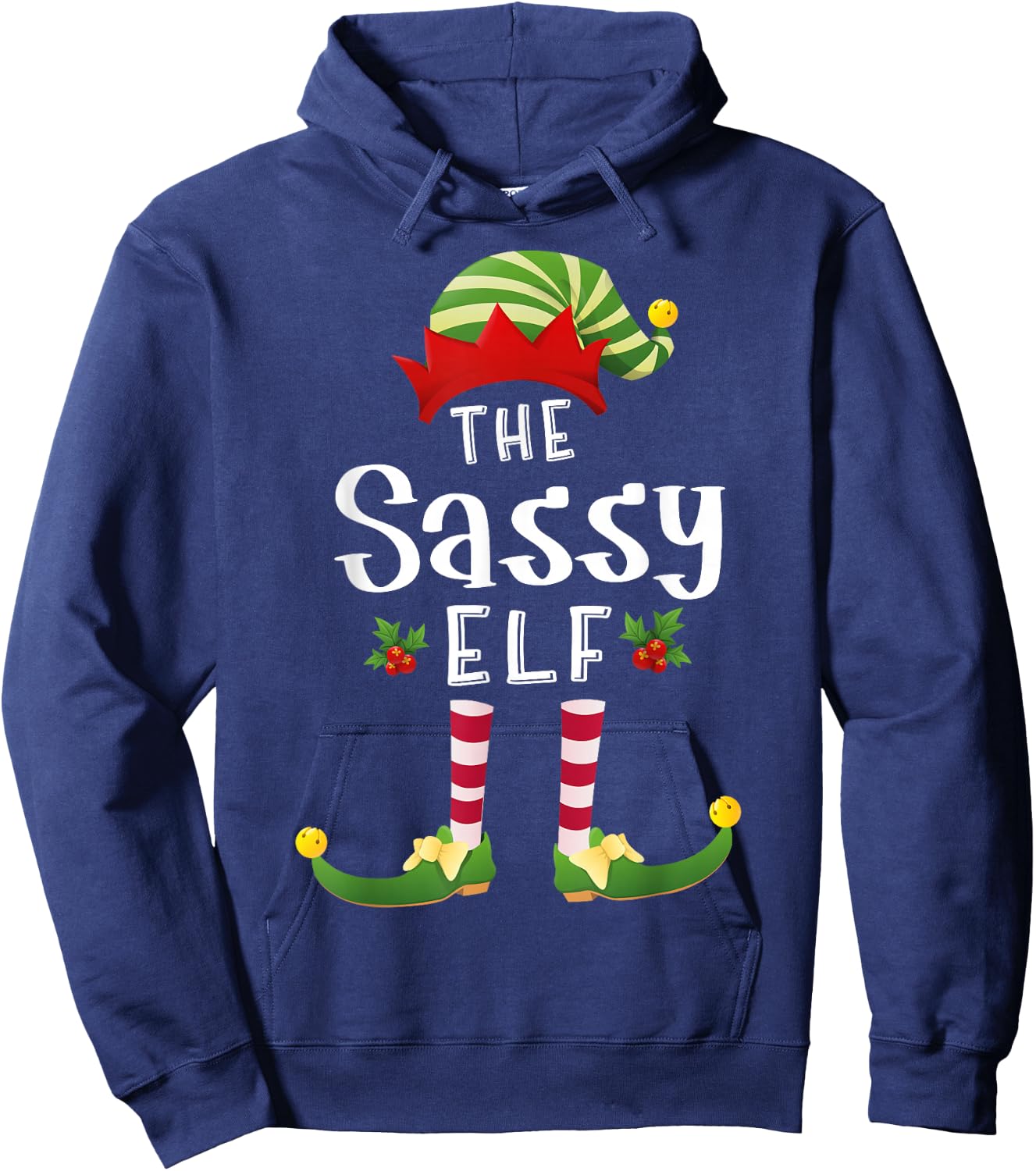 Sassy Christmas Elf Matching Pajama X-Mas Party Hoodie - Hoodie | Navy