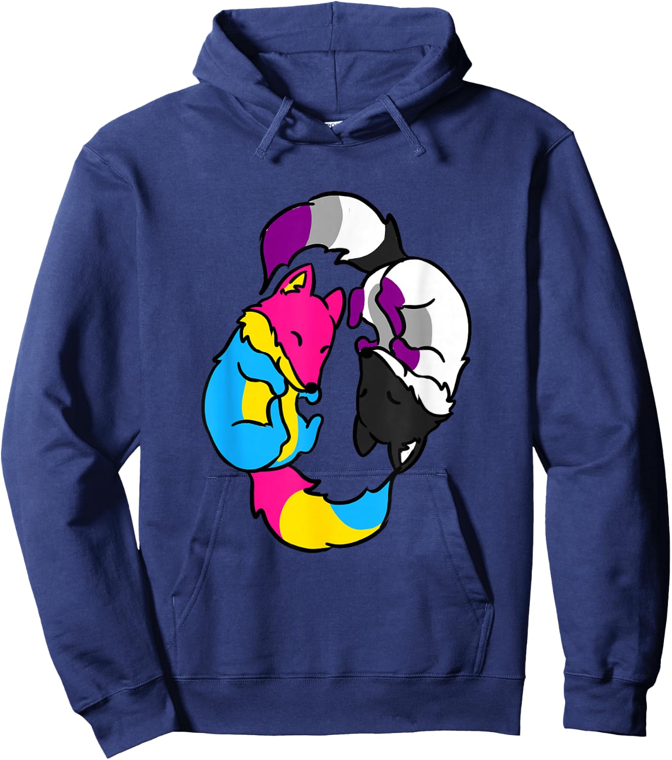 Yin Yang Foxes Demipansexual Flag Hoodie - Hoodie | Navy