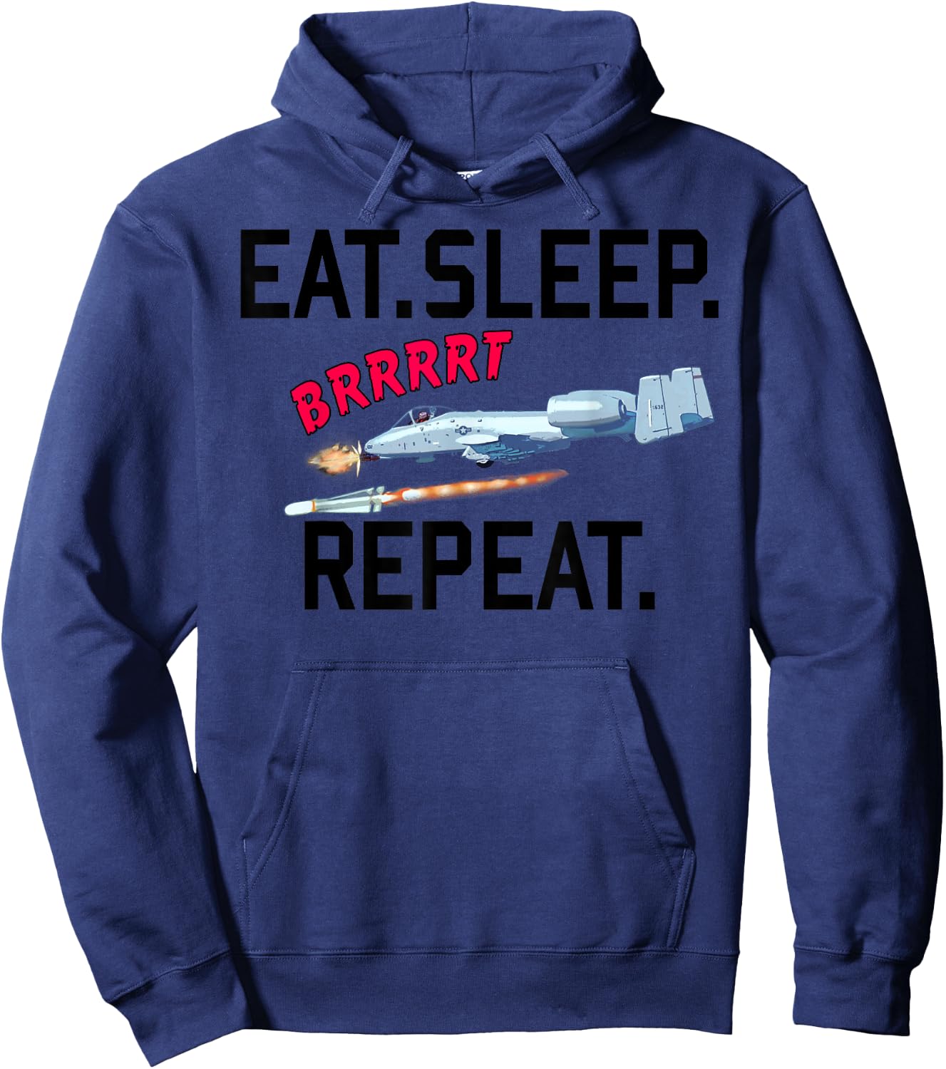"warthog" Eat Sleep Brrt Repeat! Hoodie - Hoodie | Navy