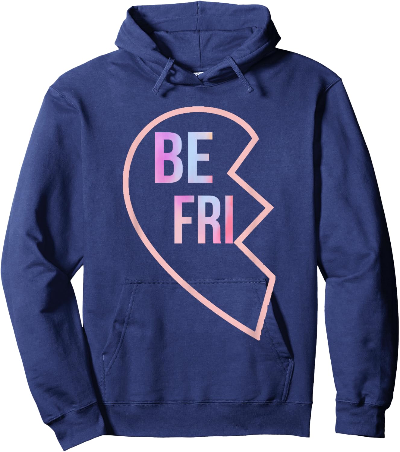 BFF 1 Heart in 2 Best Friends Matching 1st Part Hoodie - Hoodie | Navy
