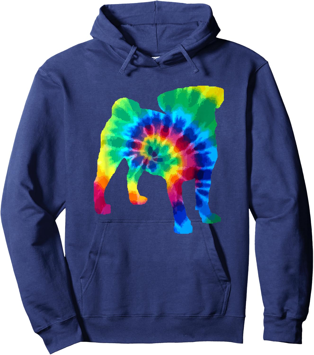 Pug Tie Dye Vintage Hippie Dog Pug Hoodie - Hoodie | Navy