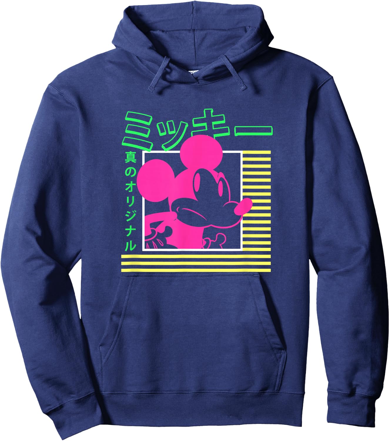 Disney Mickey Mouse Vintage Kanji Neon Portrait Hoodie - Hoodie | Navy