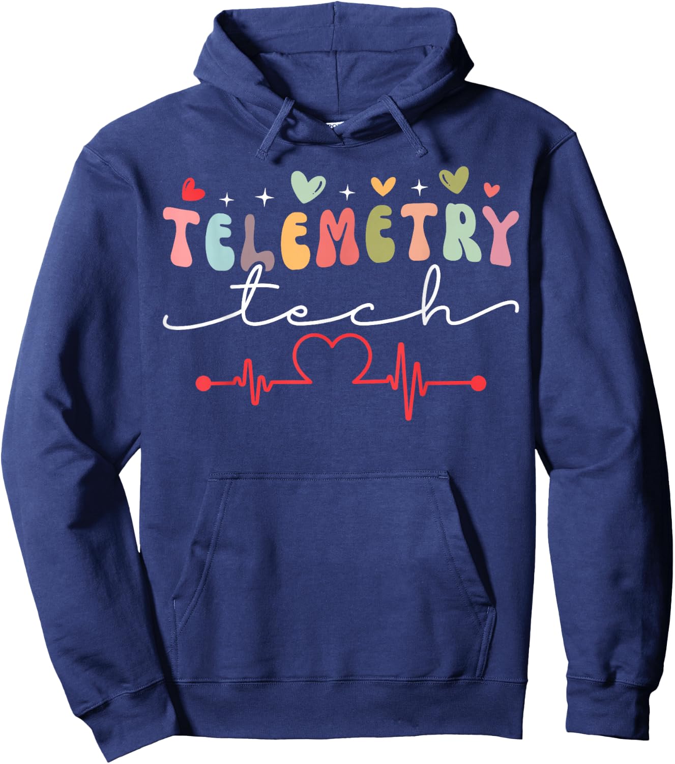 Cute Telemetry Tech Heart Hoodie - Hoodie | Navy