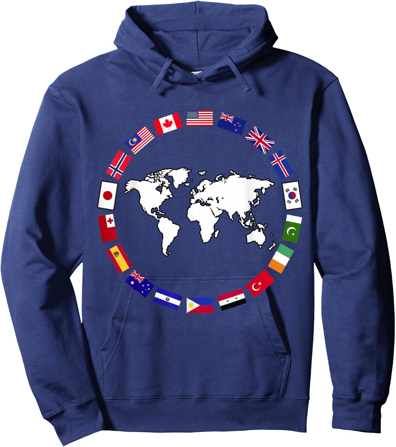 World Map Country Flag Atlas Hoodie - Hoodie | Navy