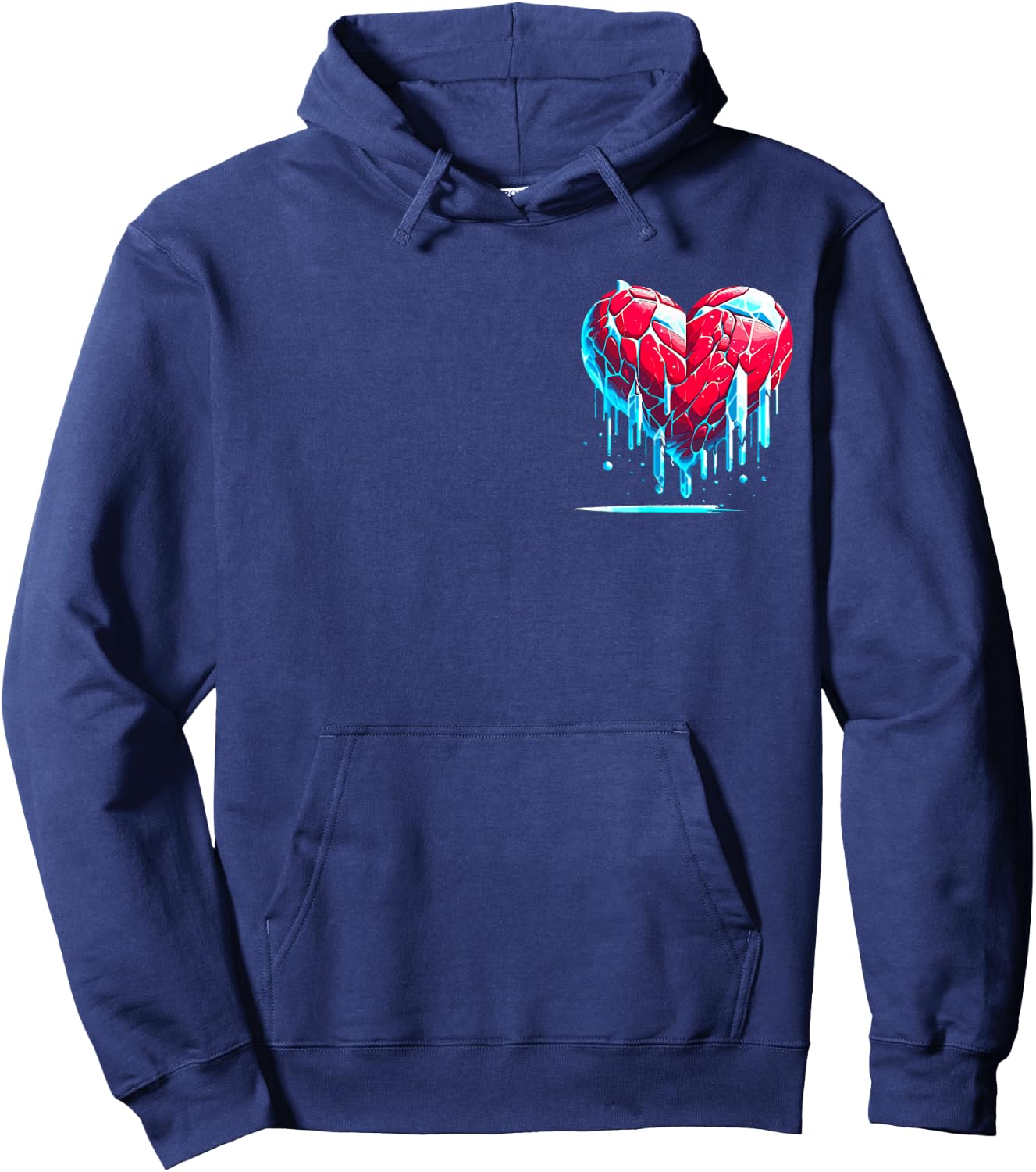 Funny Icy Cold Heart Artistic Frozen Heart Hoodie - Hoodie | Navy