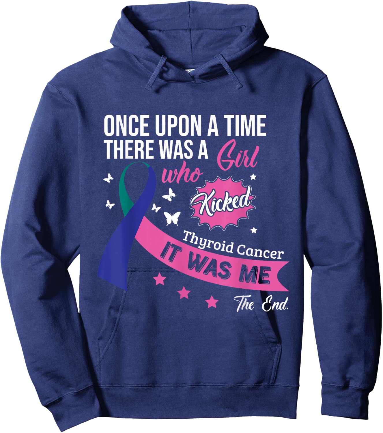Thyroid Cancer Fight Cancer Ribbon Hoodie - Hoodie | Navy