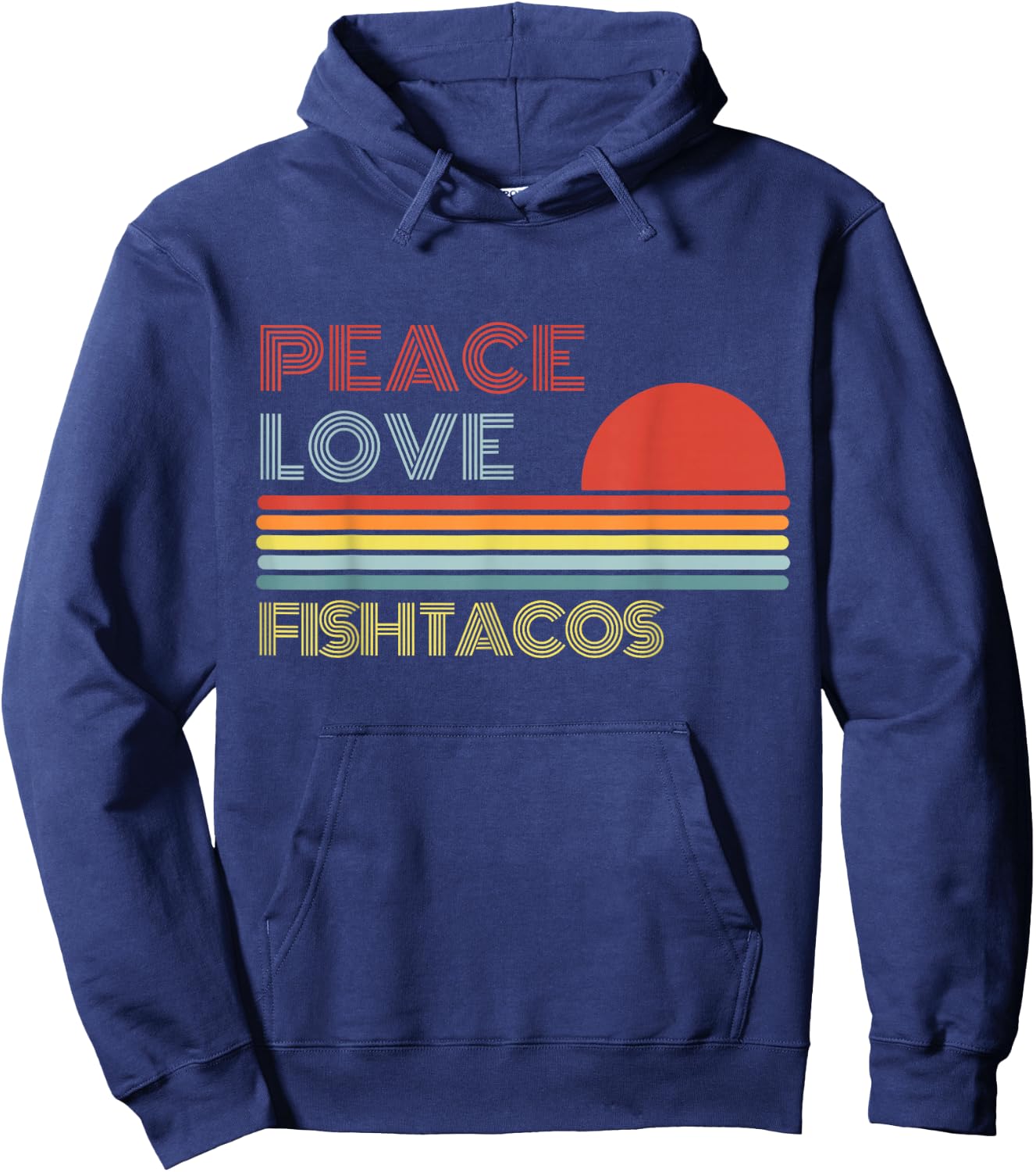 Peace Love Fish Tacos Retro Vintage Hoodie - Hoodie | Navy