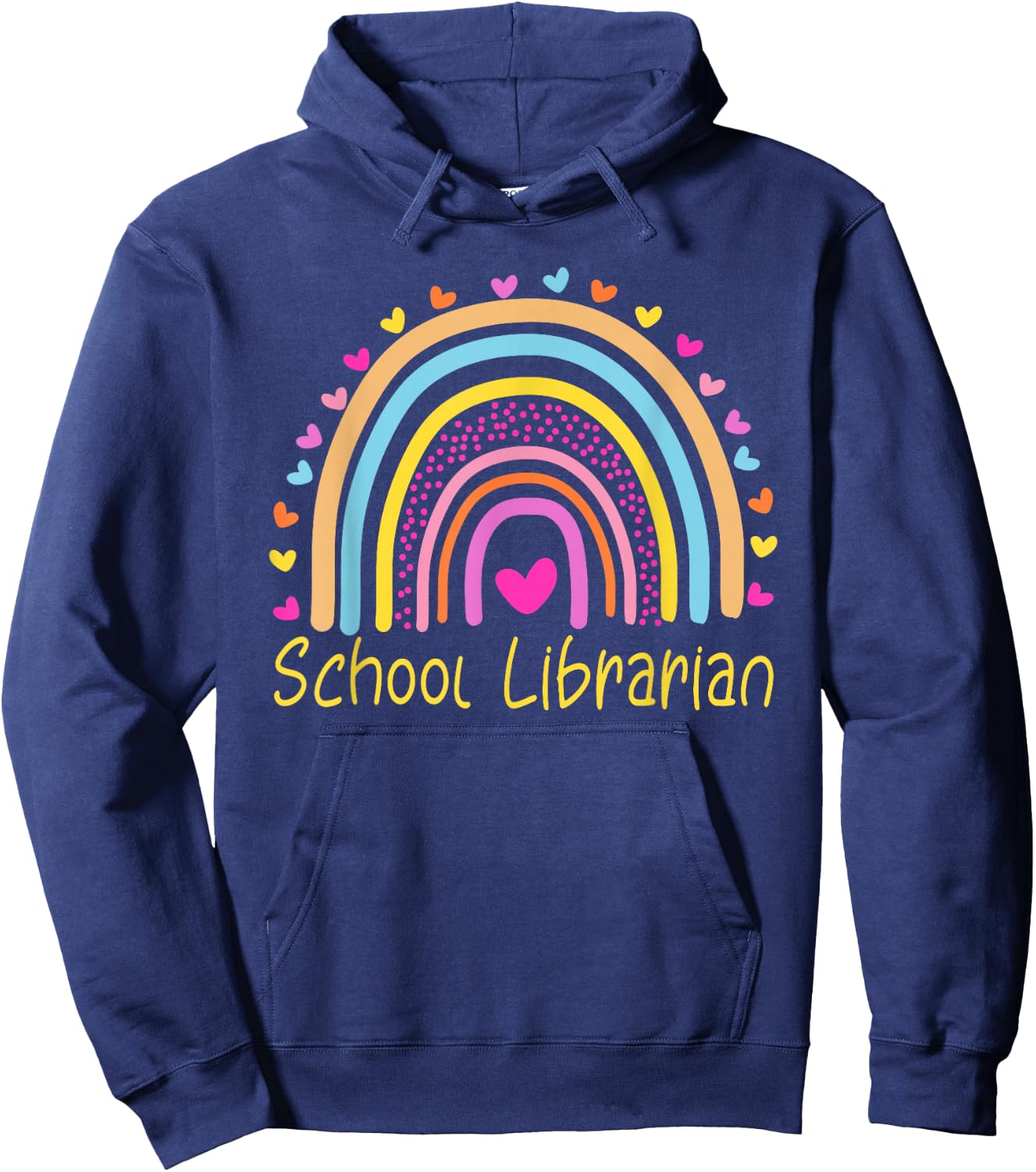 School Librarian Rainbow Hoodie - Hoodie | Navy