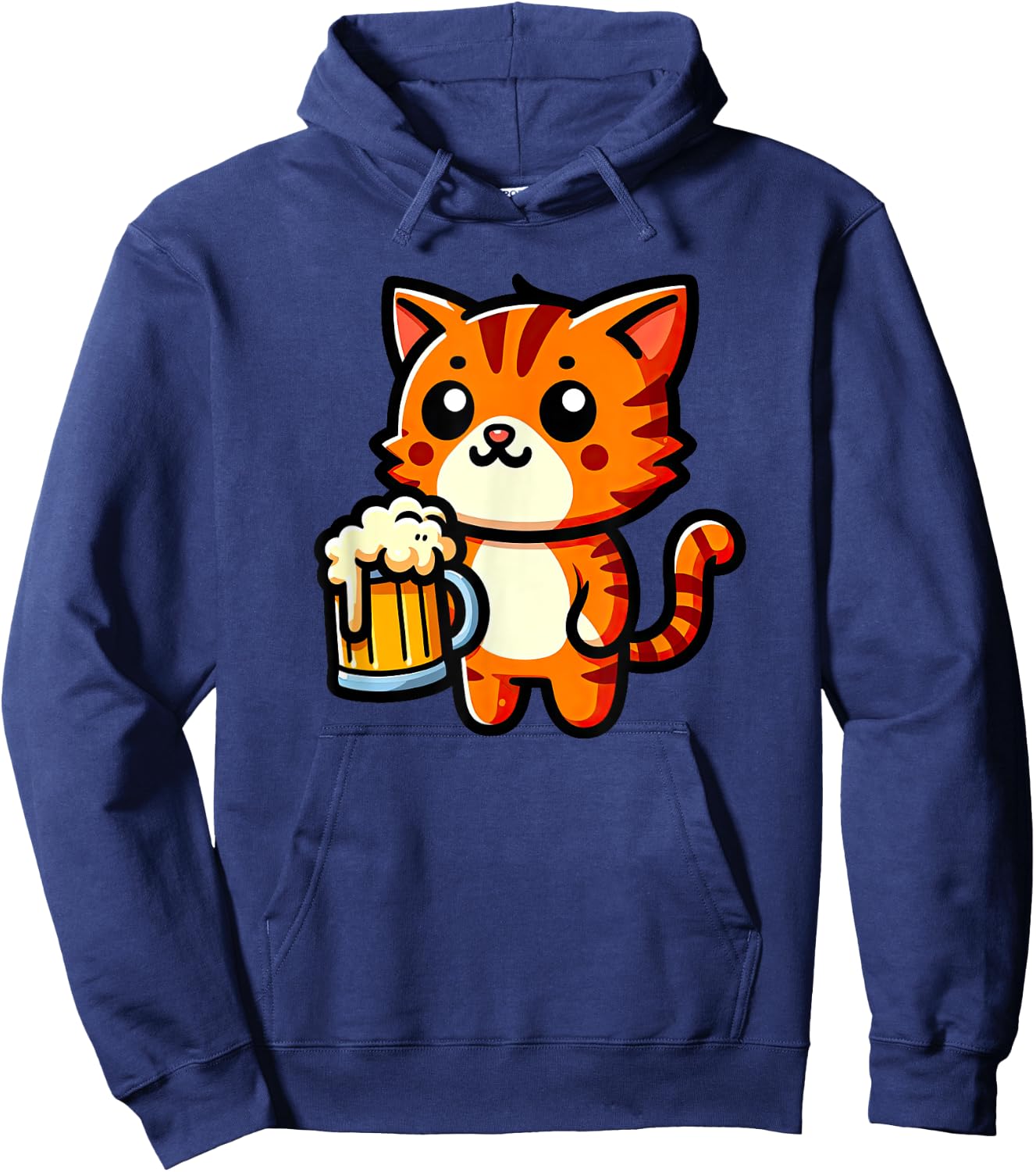 Orange Tabby Cat Beer Pet Funny Drinking Hoodie - Hoodie | Navy