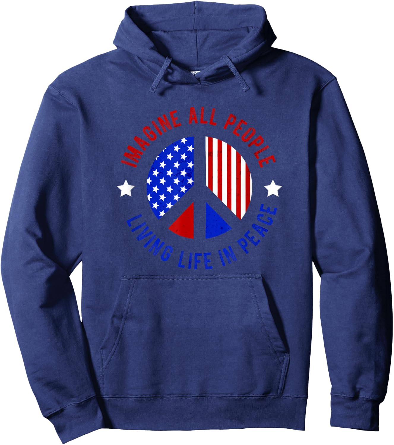 Imagine All People Living Life in Peace Hoodie - Hoodie | Navy