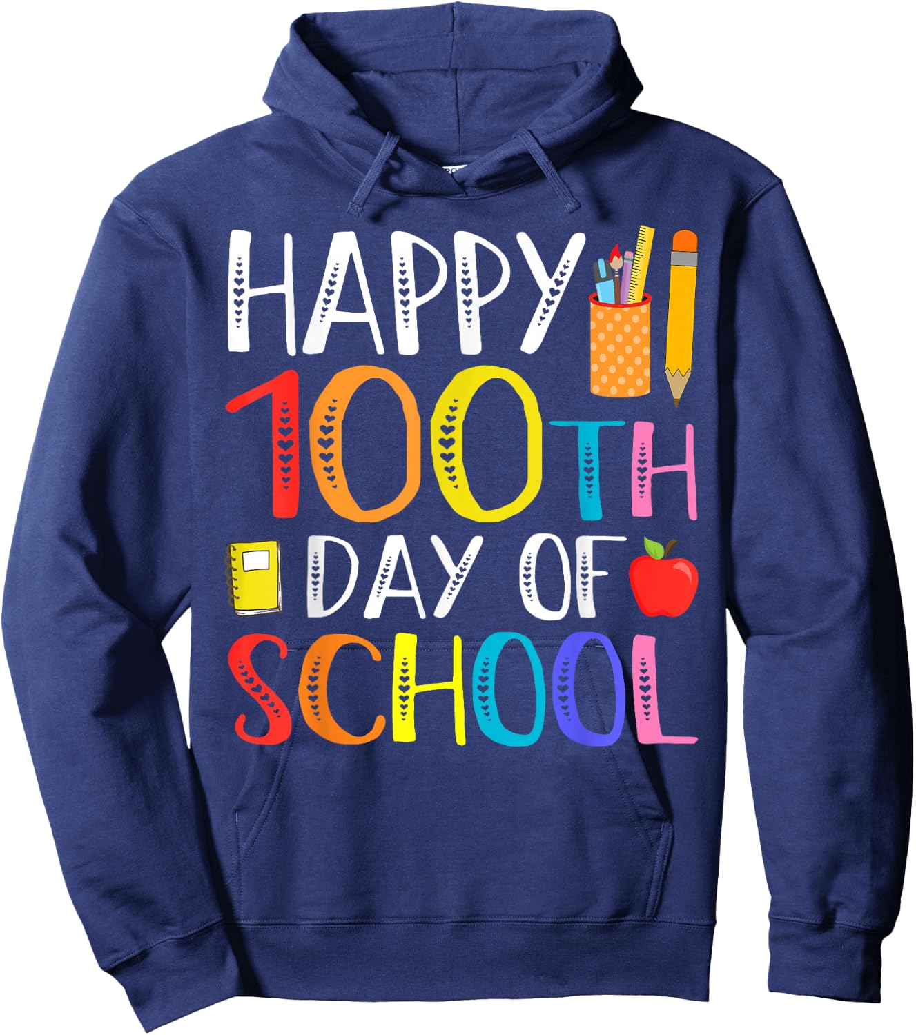 100 Days of School Teacher and Student Hoodie - Hoodie | Navy