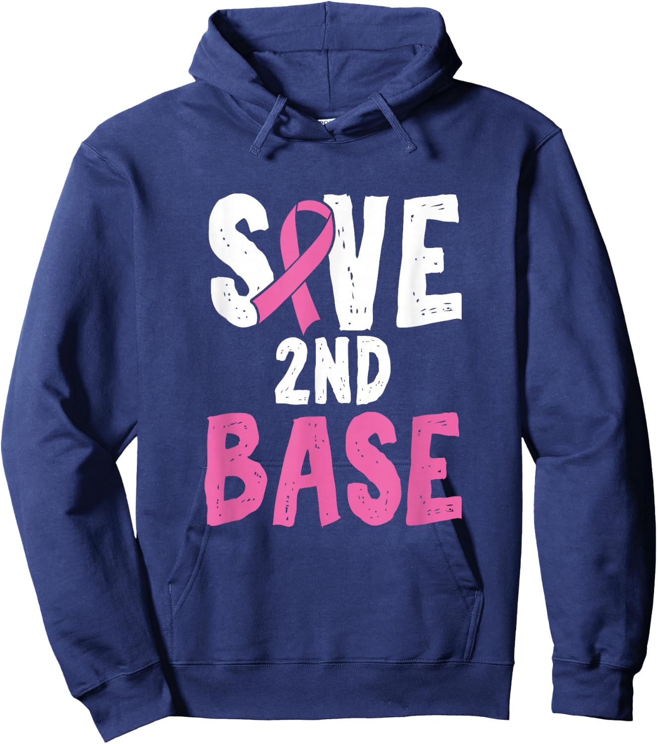 Breast Cancer Awareness Month Saves Second Base Hoodie - Hoodie | Navy