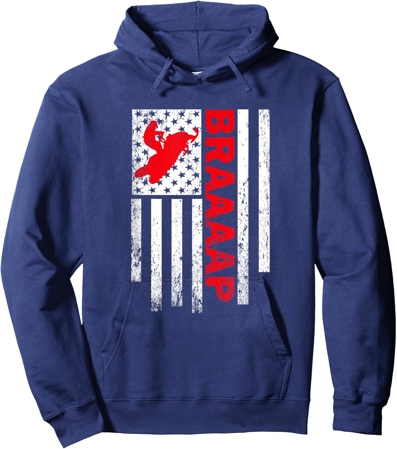 Funny American Flag Snowmobile Braaap Hoodie - Hoodie | Navy