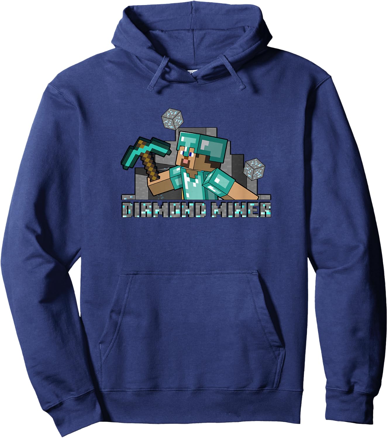 Minecraft Steve Diamond Miner Hoodie - Hoodie | Navy