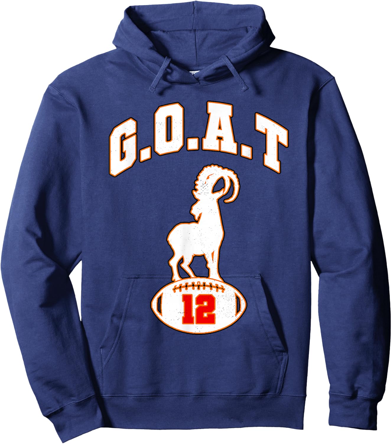 Vintage Distressed GOAT 12 Football Hoodie - Hoodie | Navy