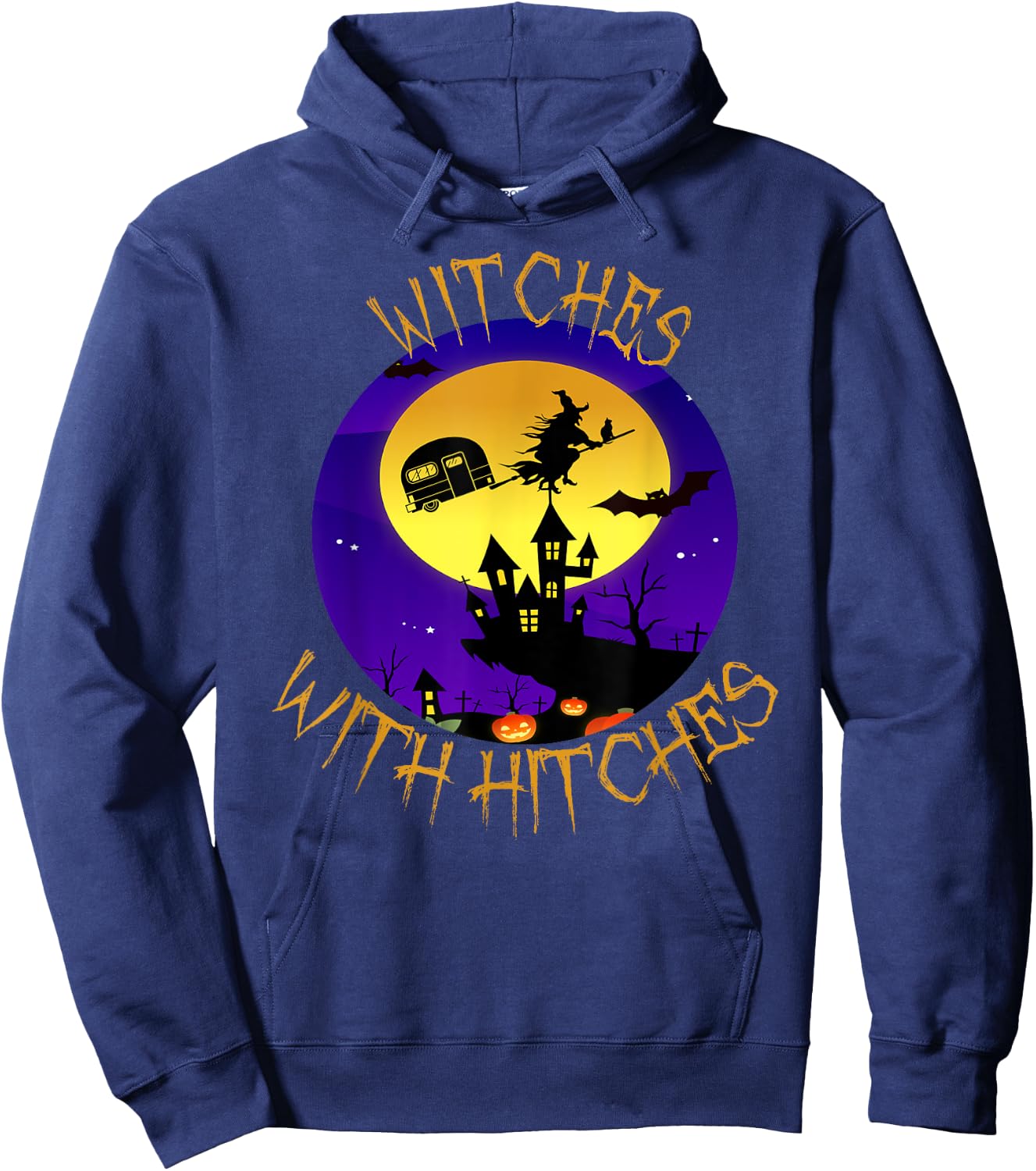 Witches with Hitches Halloween Camping Gift Hoodie - Hoodie | Navy