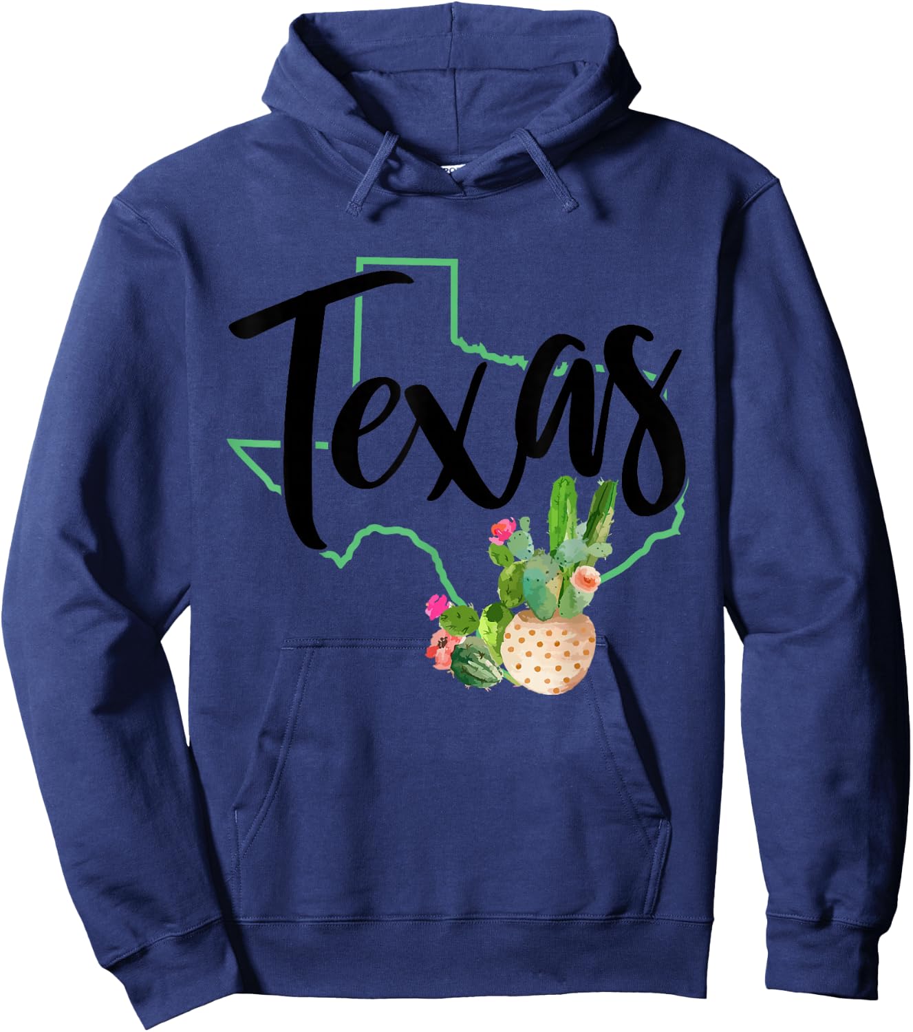 Texas State Map Pride Cactus Vintage Texas Hoodie - Hoodie | Navy