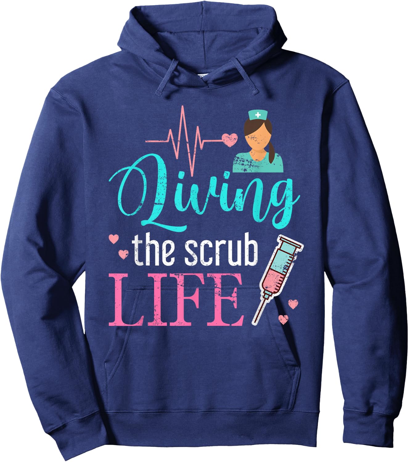 Living The Scrub Life Nurse Hoodie - Hoodie | Navy