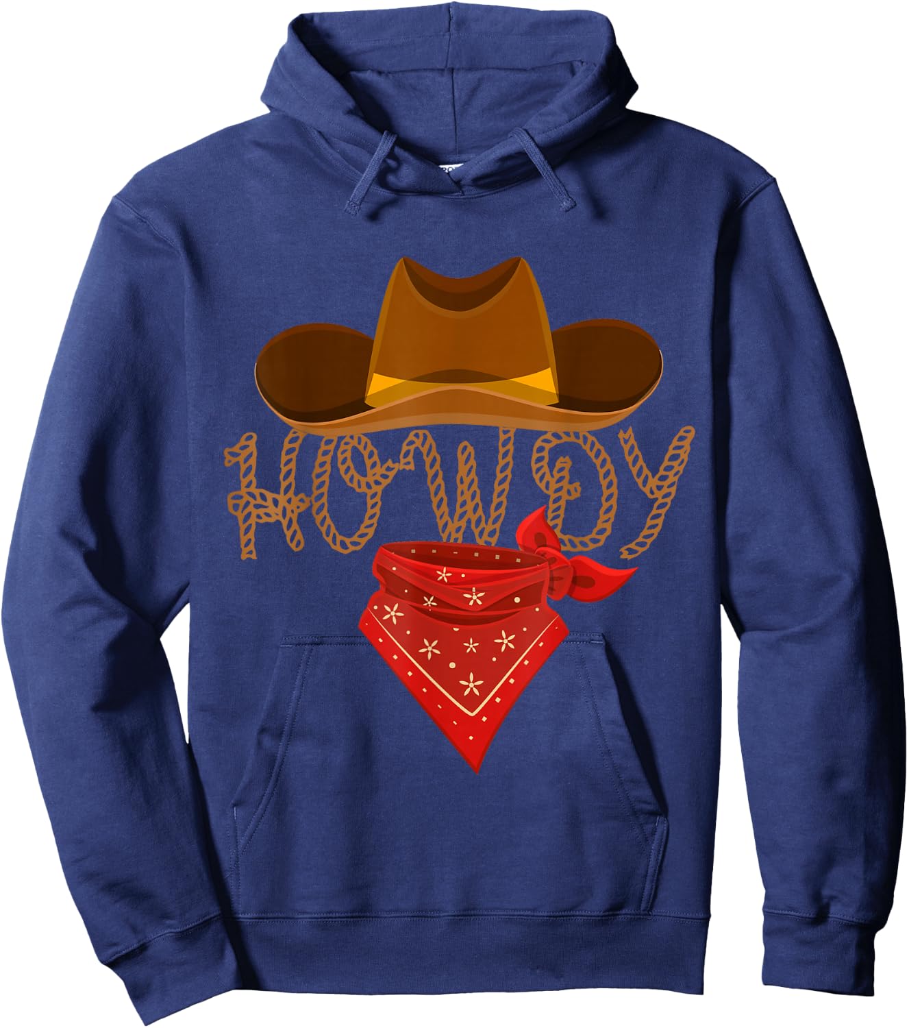 Distressed Howdy Cowboy Hoodie - Hoodie | Navy