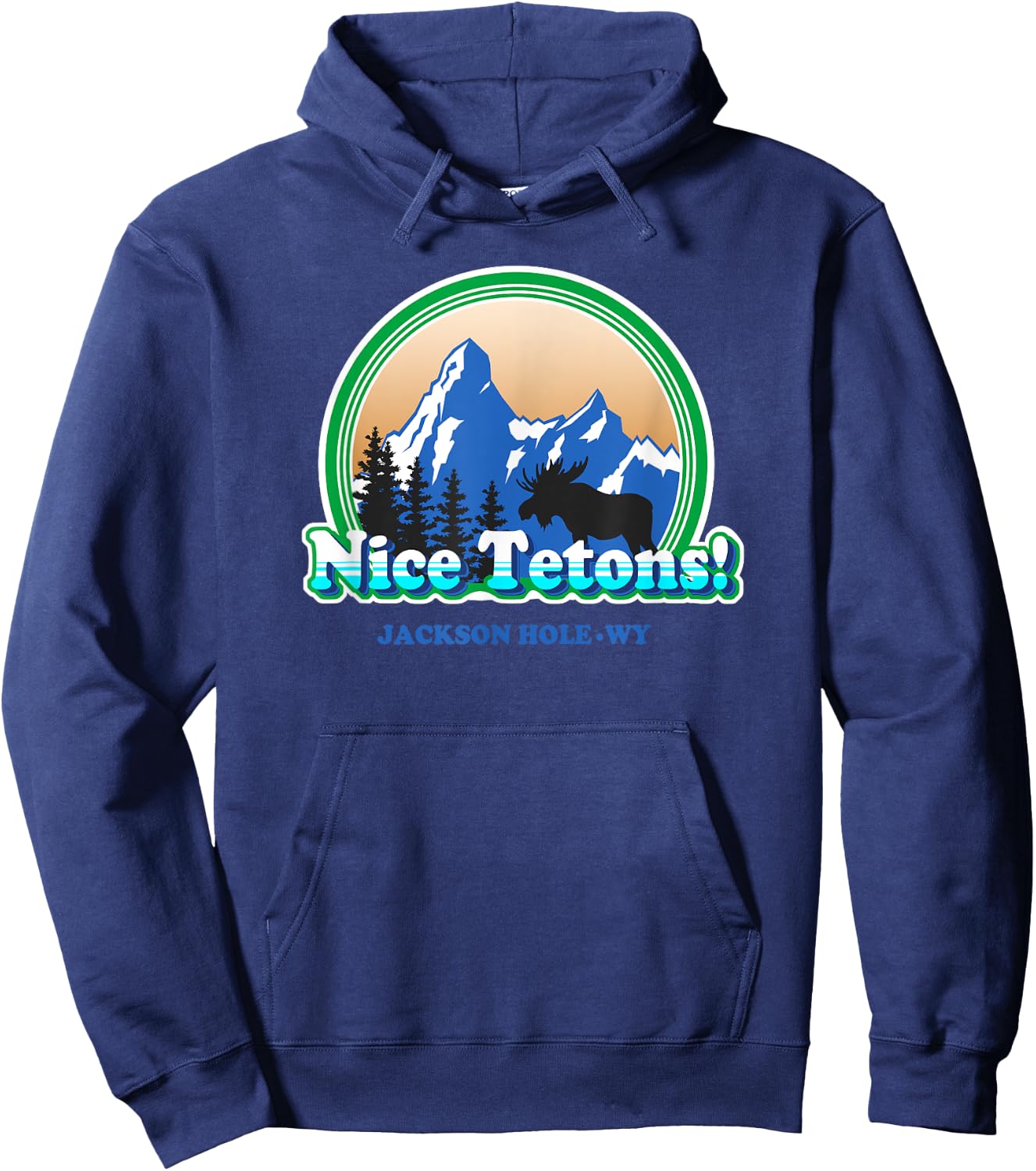 Tetons retro vintage Jackson Hole Wyoming Funny Hoodie - Hoodie | Navy