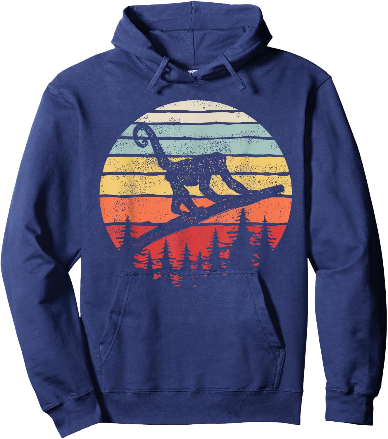 Vintage Retro Woolly Monkey Hoodie - Hoodie | Navy