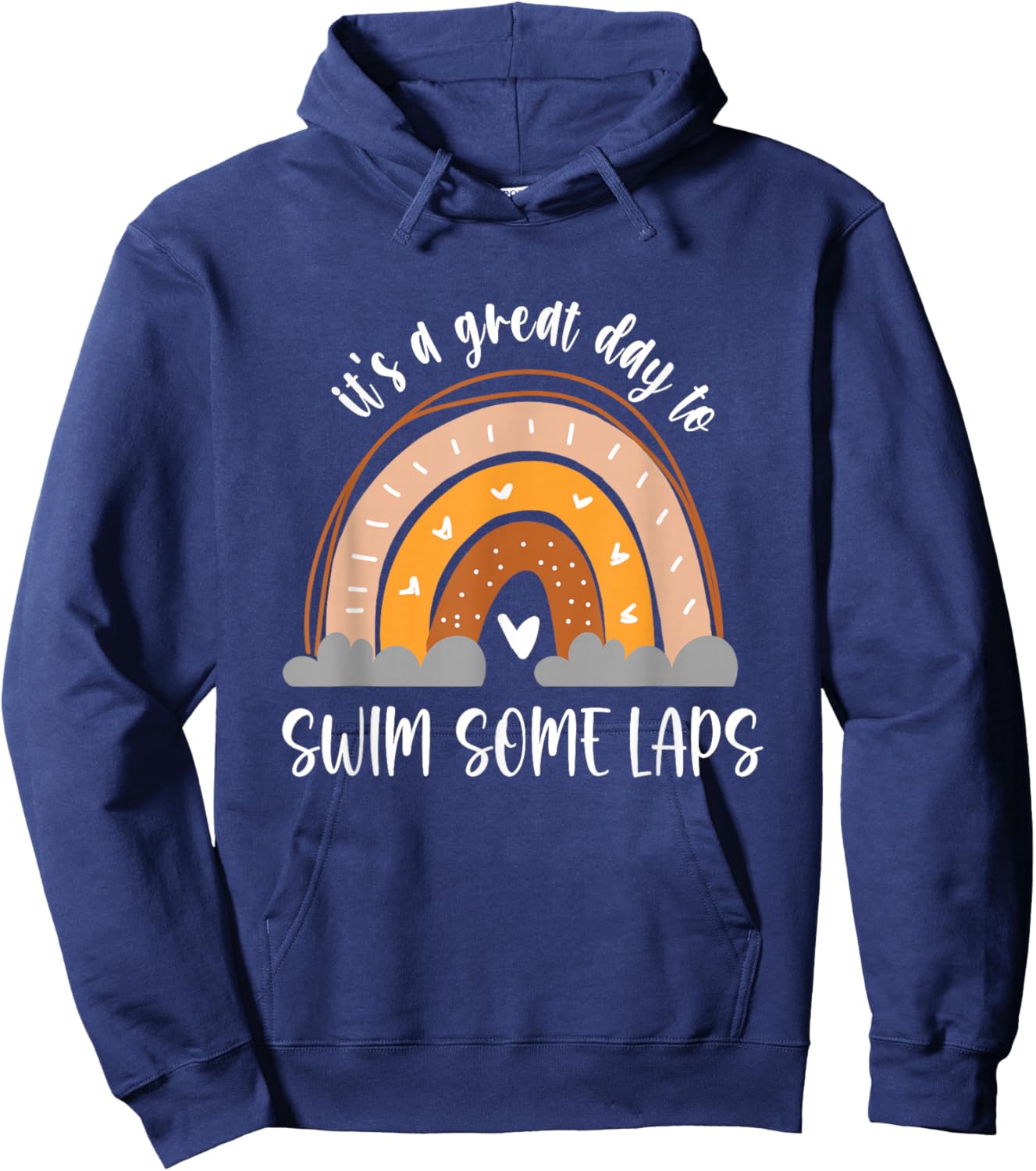 Swim some laps swimmer Boho Kids Heart Rainbow Hoodie - Hoodie | Navy