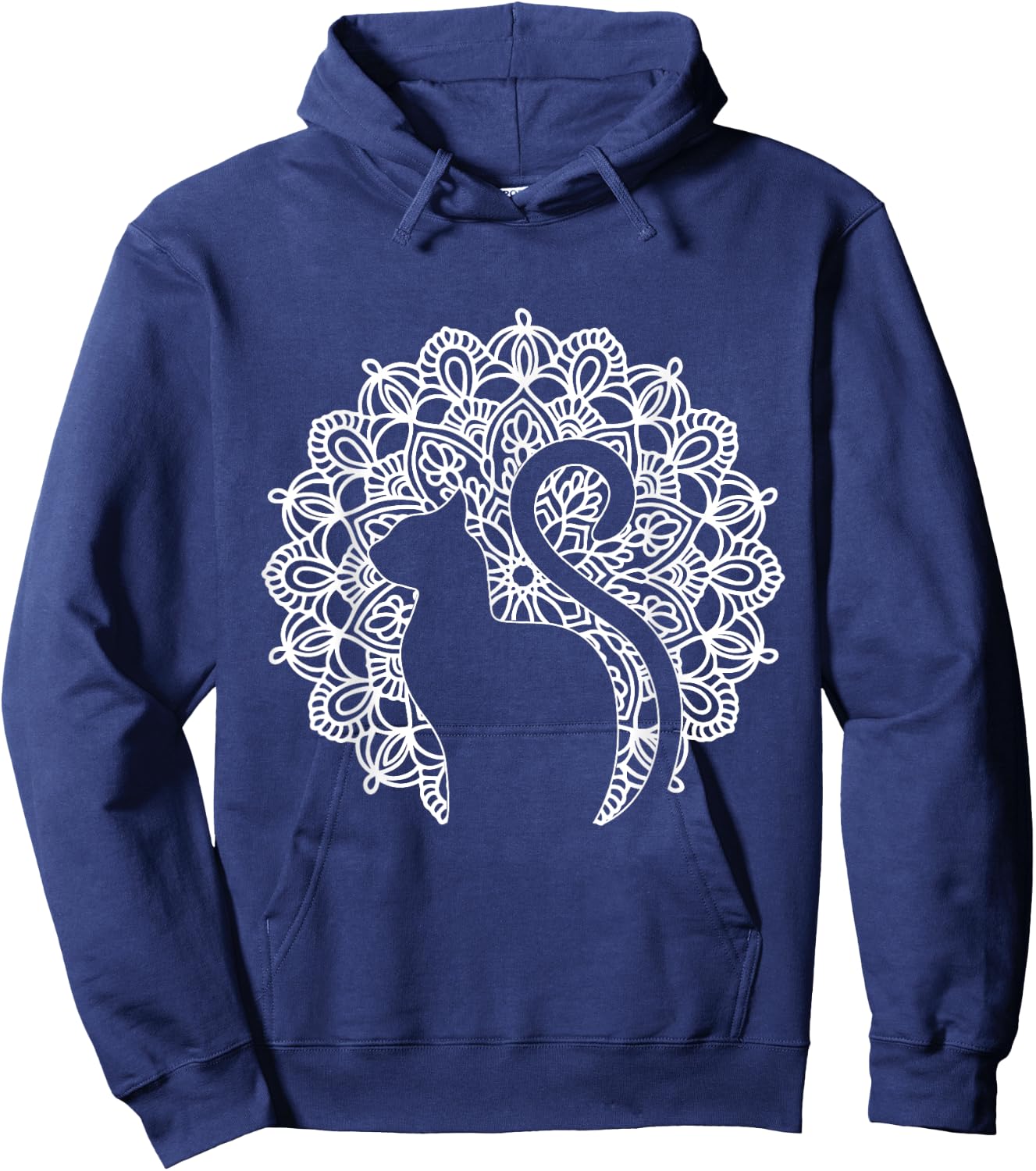 Cat Shirt Zen Cat Print Mandala Shirt Yoga Hoodie - Hoodie | Navy