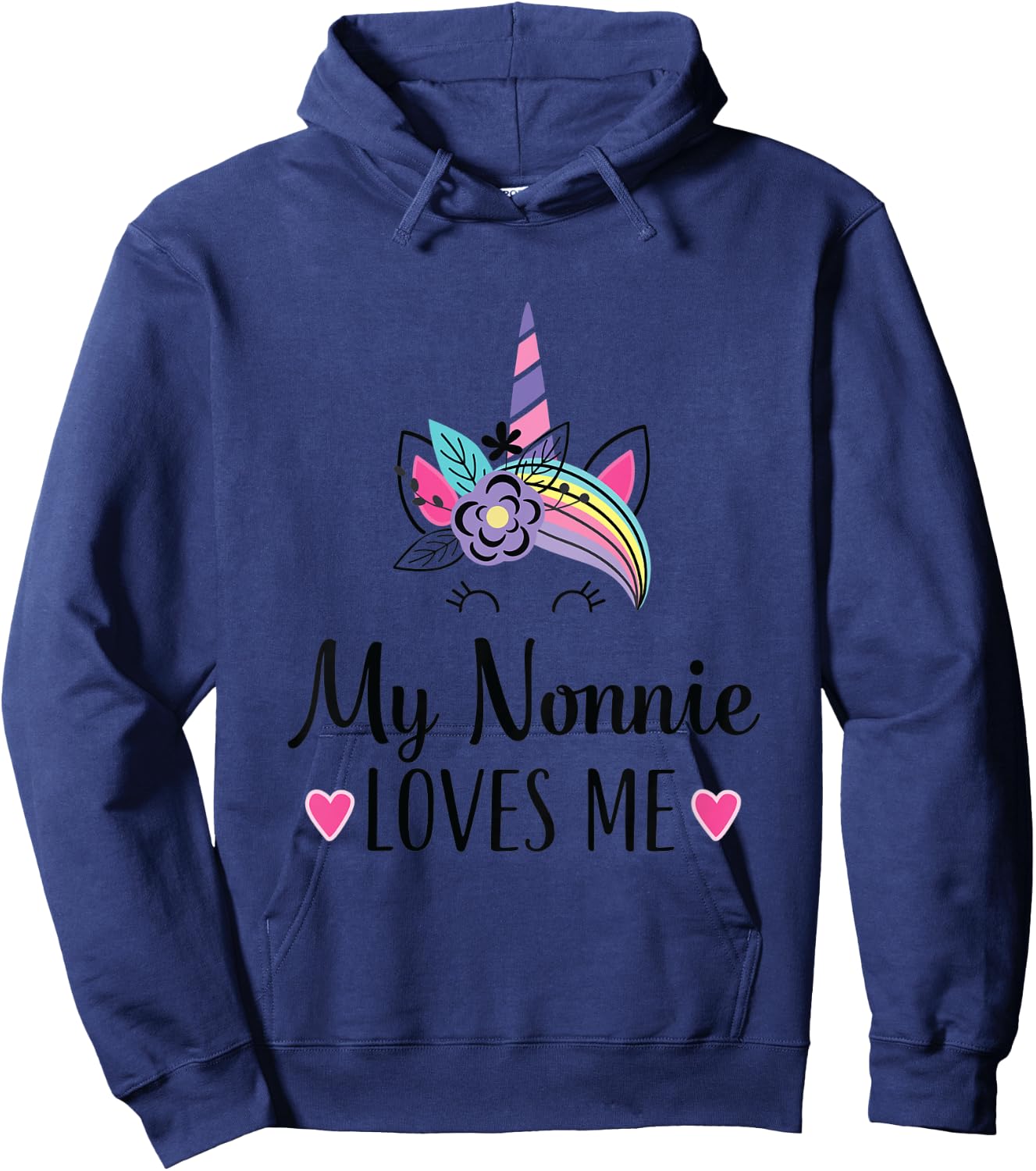 Kids My Nonnie Loves Me Granddaughter Unicorn Hoodie - Hoodie | Navy
