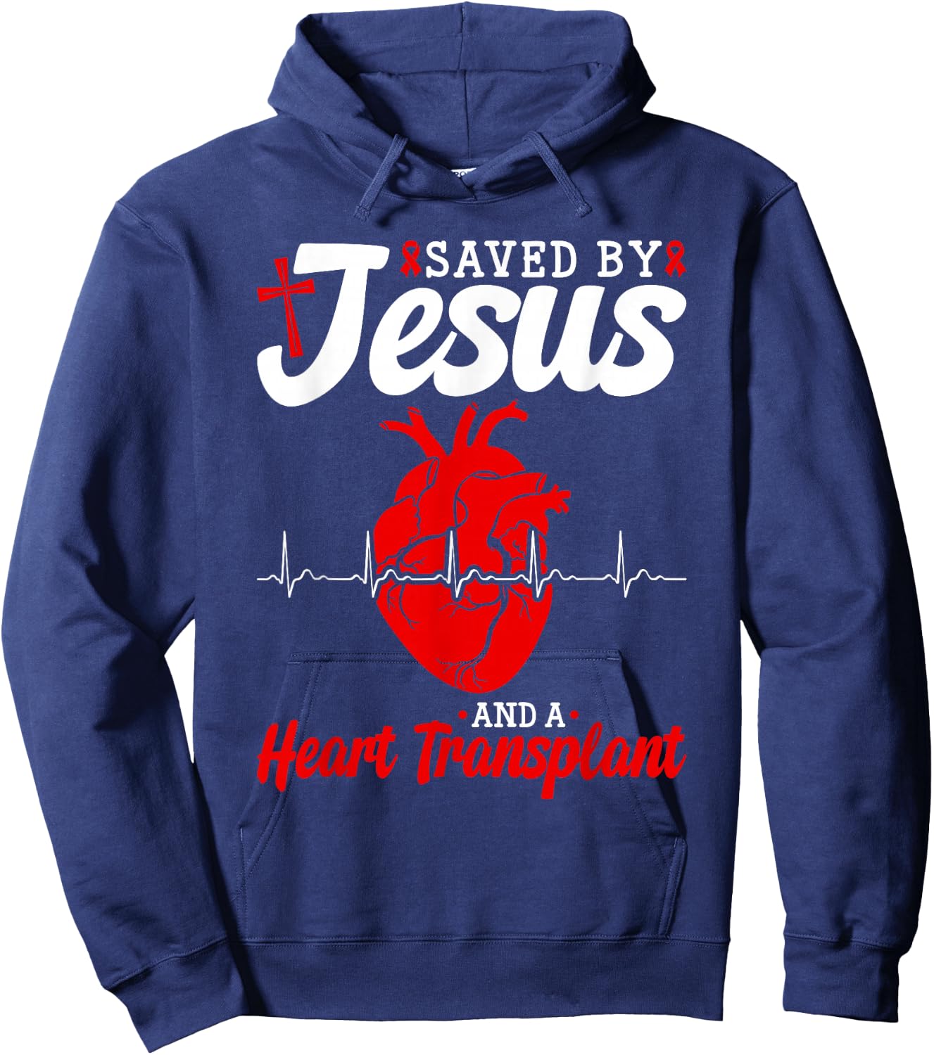 Heart Transplant Saved By Jesus Heart Disease Hoodie - Hoodie | Navy