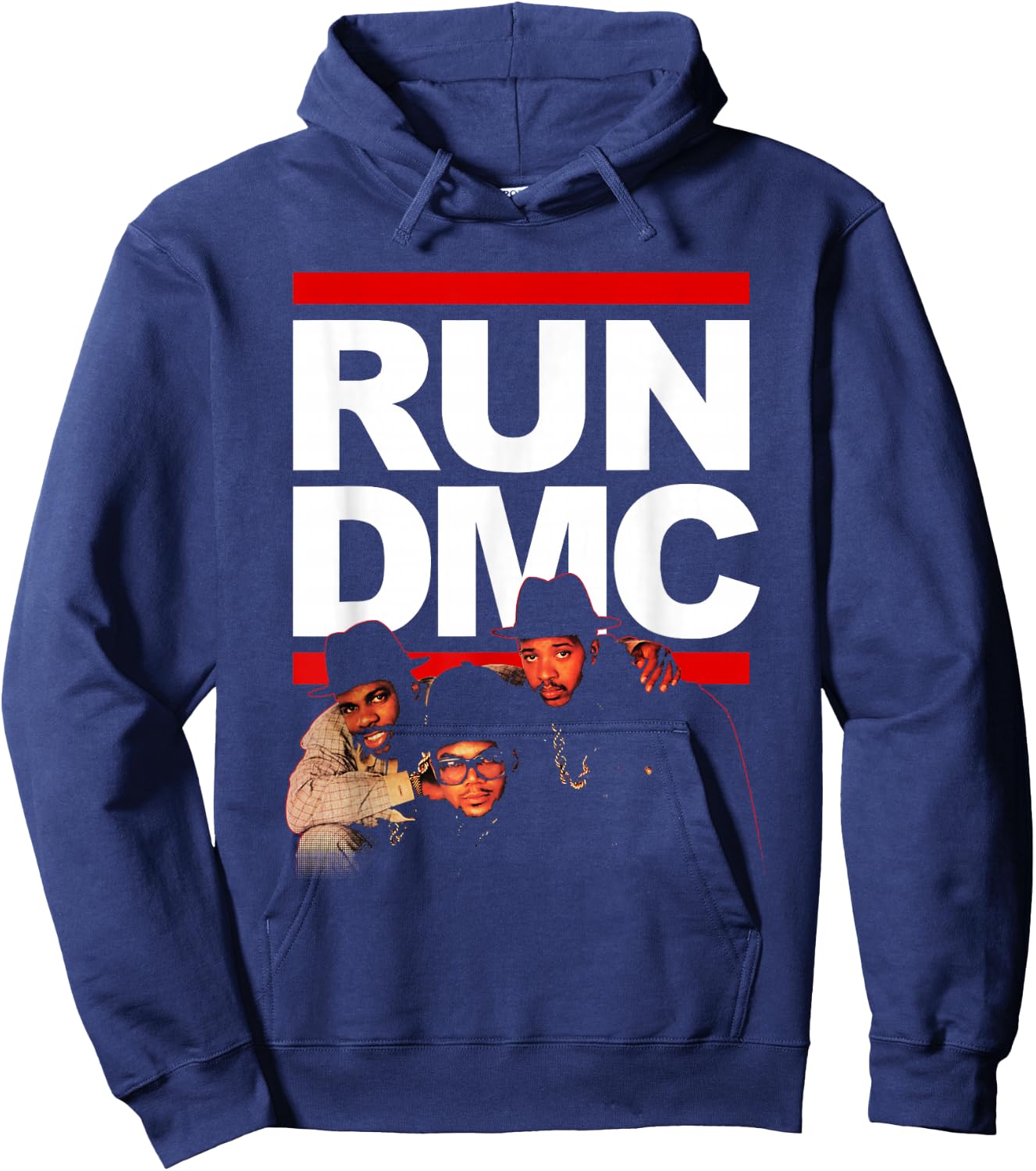 Run DMC Official Red Outline Photo Hoodie - Hoodie | Navy
