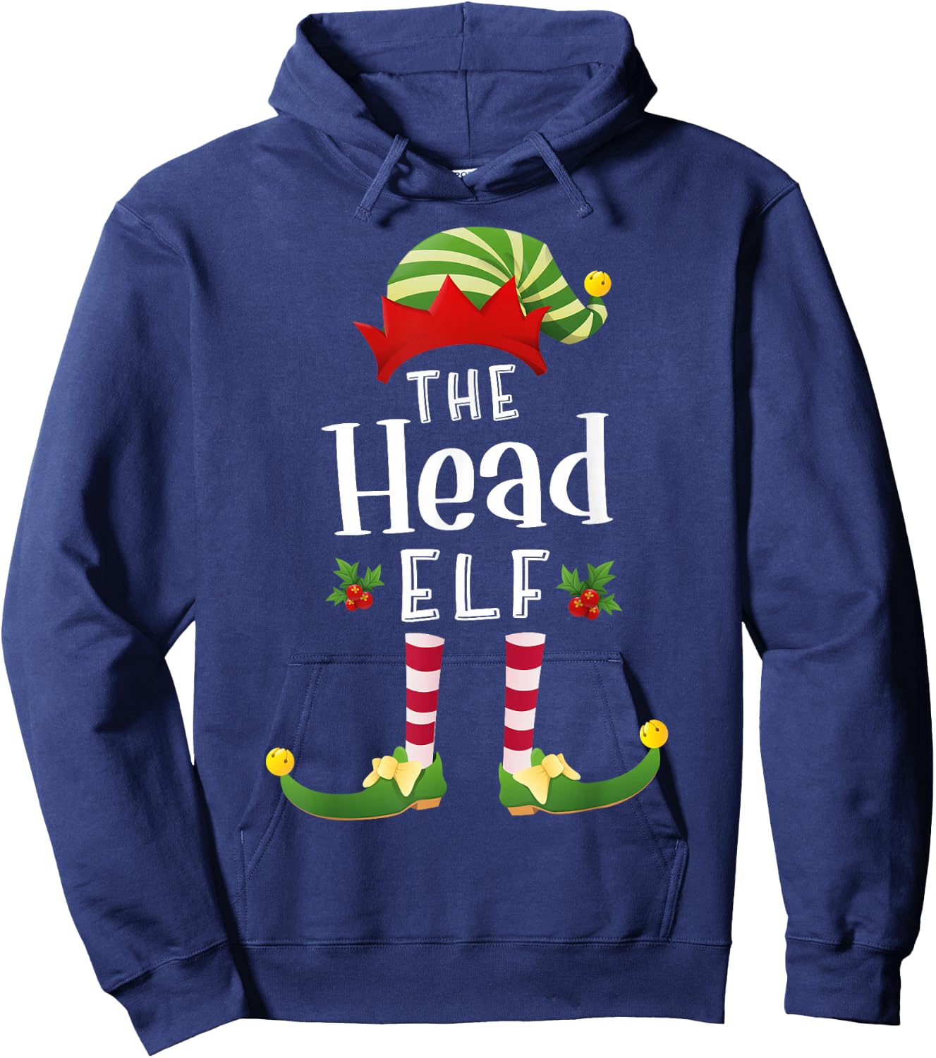 Head Christmas Elf Matching Pajama X-Mas Party Hoodie - Hoodie | Navy